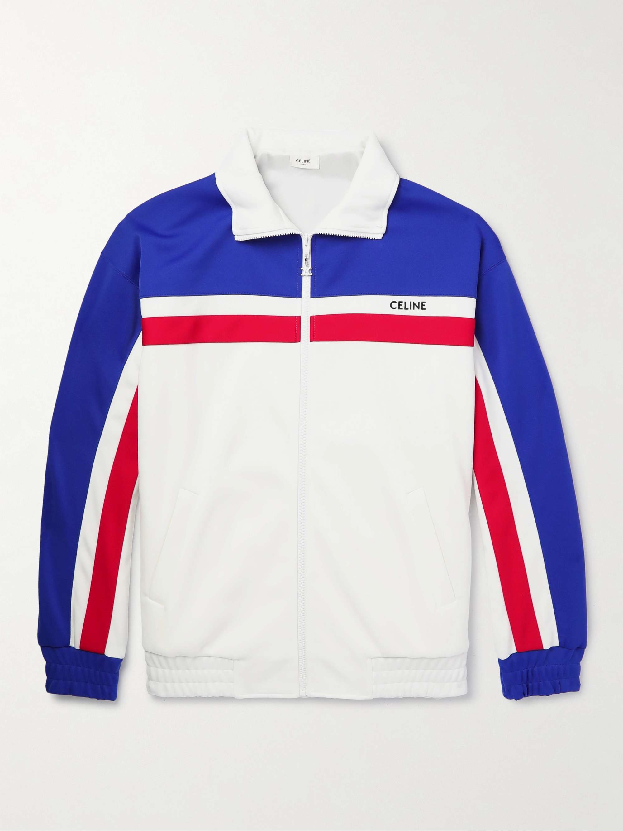 CELINE HOMME Logo-Embroidered Striped Jersey Track Jacket | MR PORTER