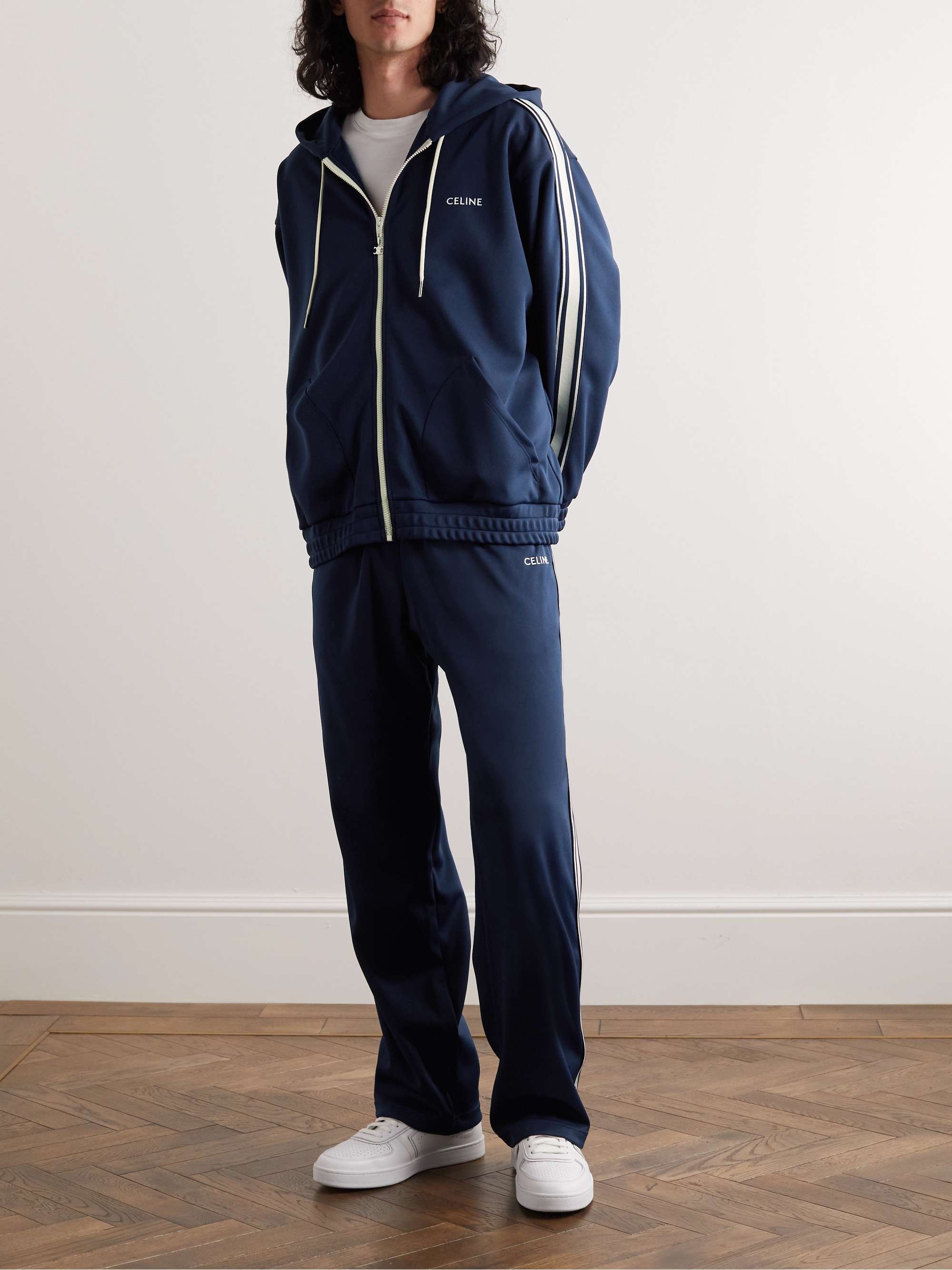 CELINE HOMME Straight-Leg Logo-Print Jersey Sweatpants for Men