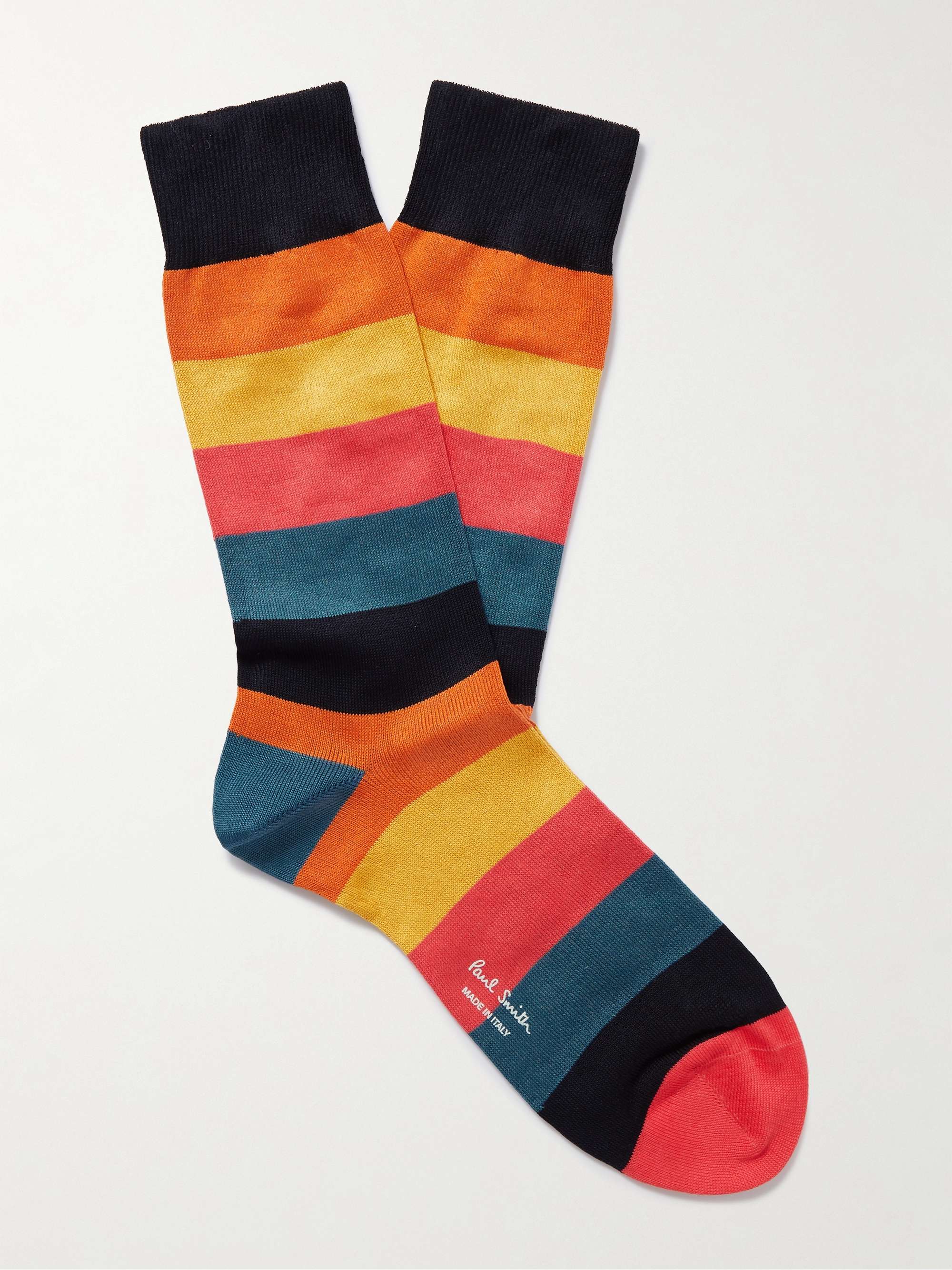PAUL SMITH Striped Organic Cotton-Blend Socks for Men | MR PORTER