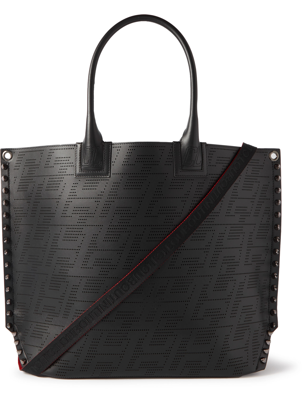 Christian Louboutin Cabalou Leather Spike Tote Bag In Black