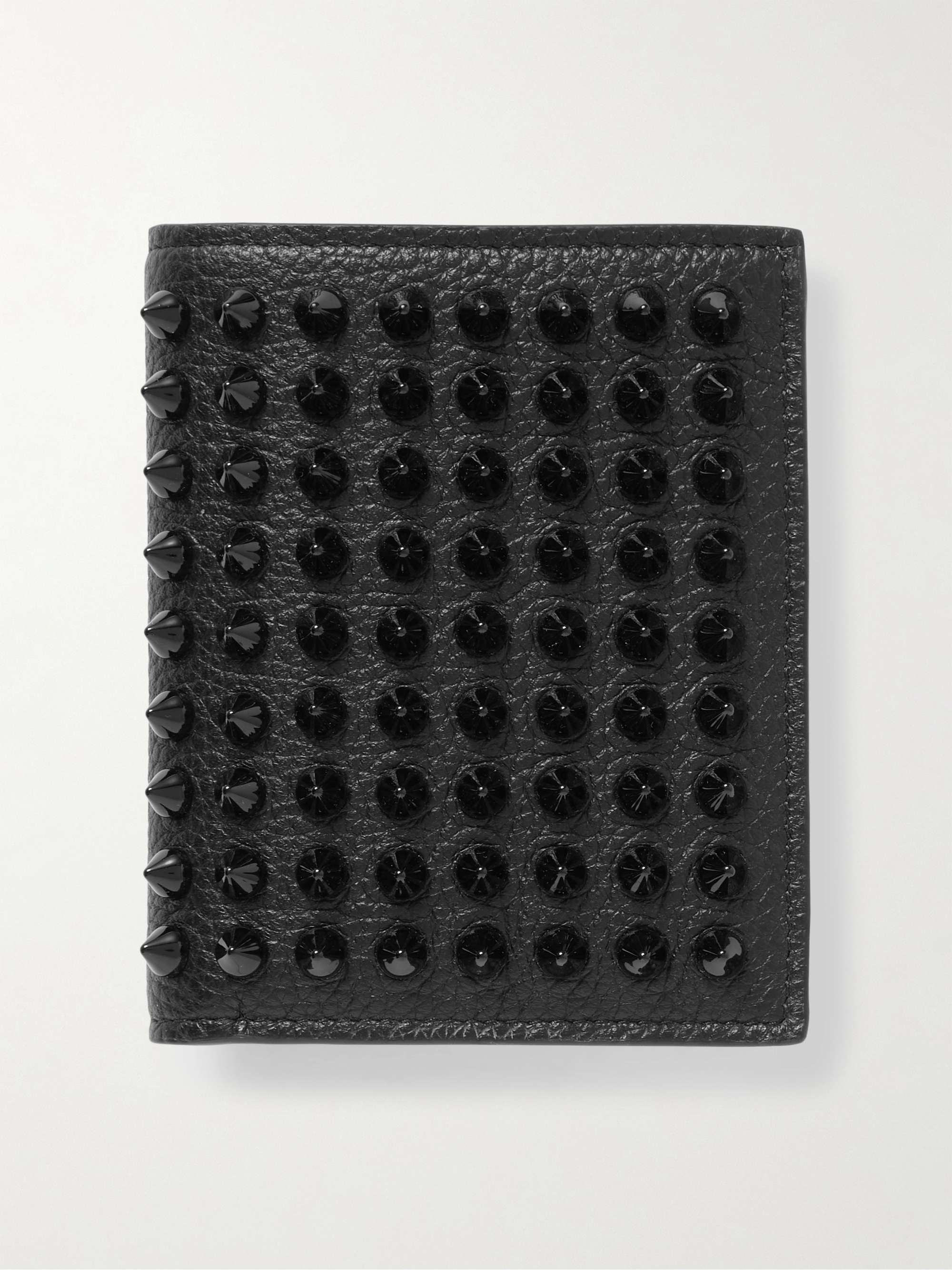 Christian Louboutin Spiked Full-Grain Leather Billfold Wallet - Men - Black Wallets