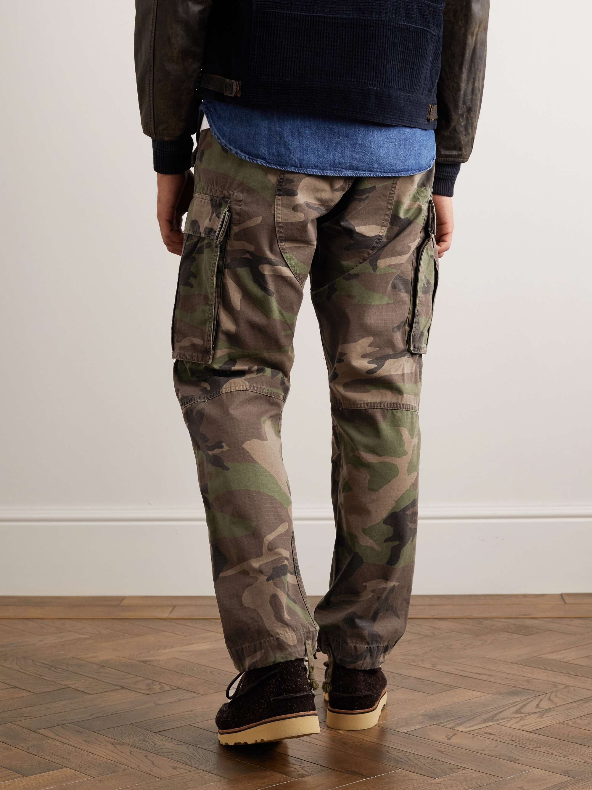 RRL Tapered Camouflage-Print Cotton-Ripstop Cargo Trousers for Men | MR ...