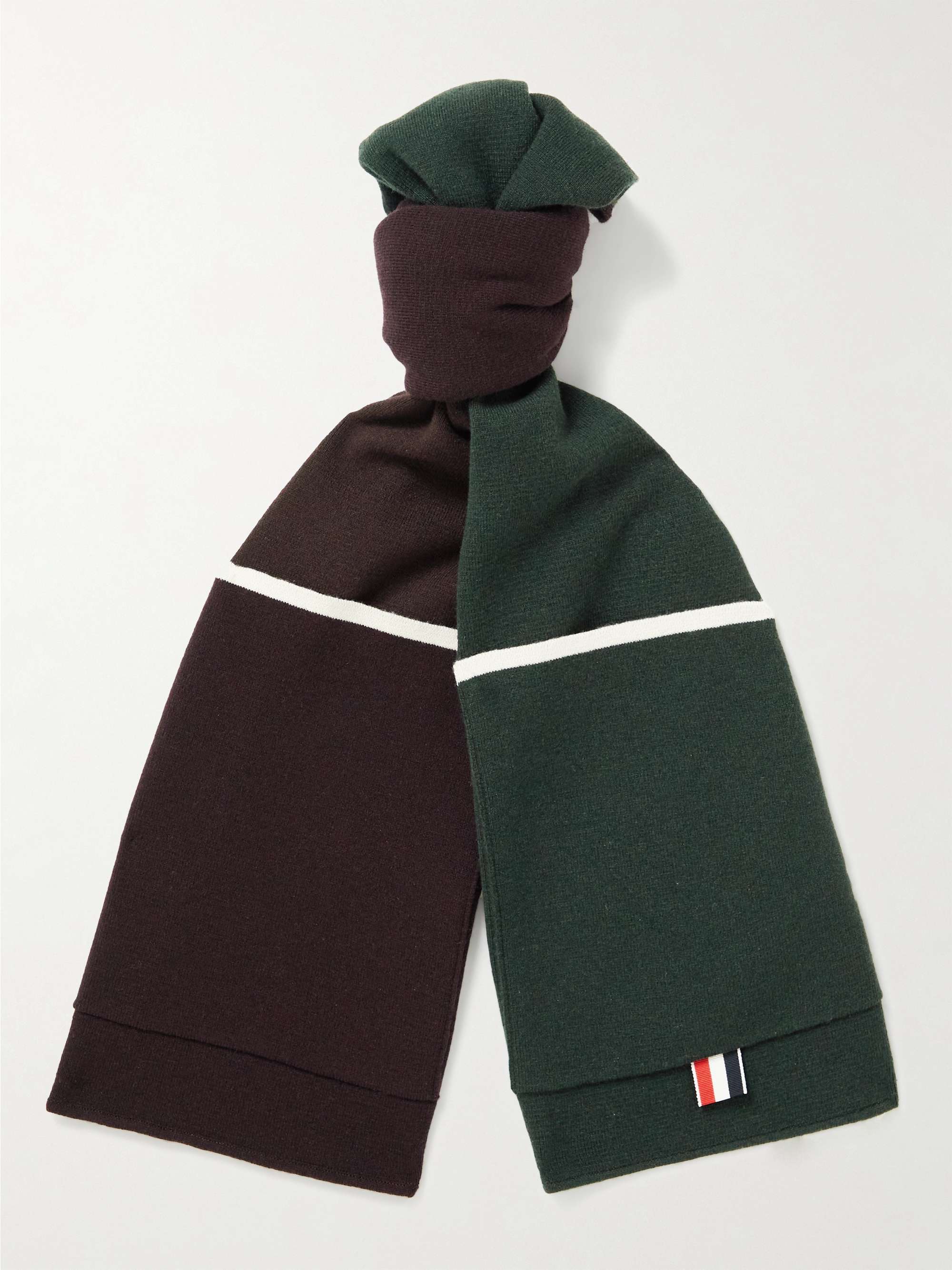 THOM BROWNE Striped Colour-Block Cashmere Scarf for Men | MR PORTER