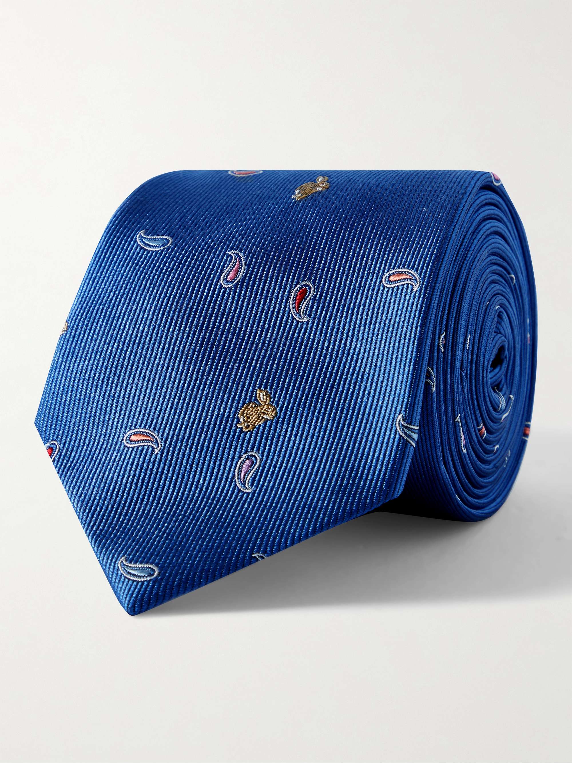 Cravatta in twill di seta ricamata, 8 cm | MR PORTER