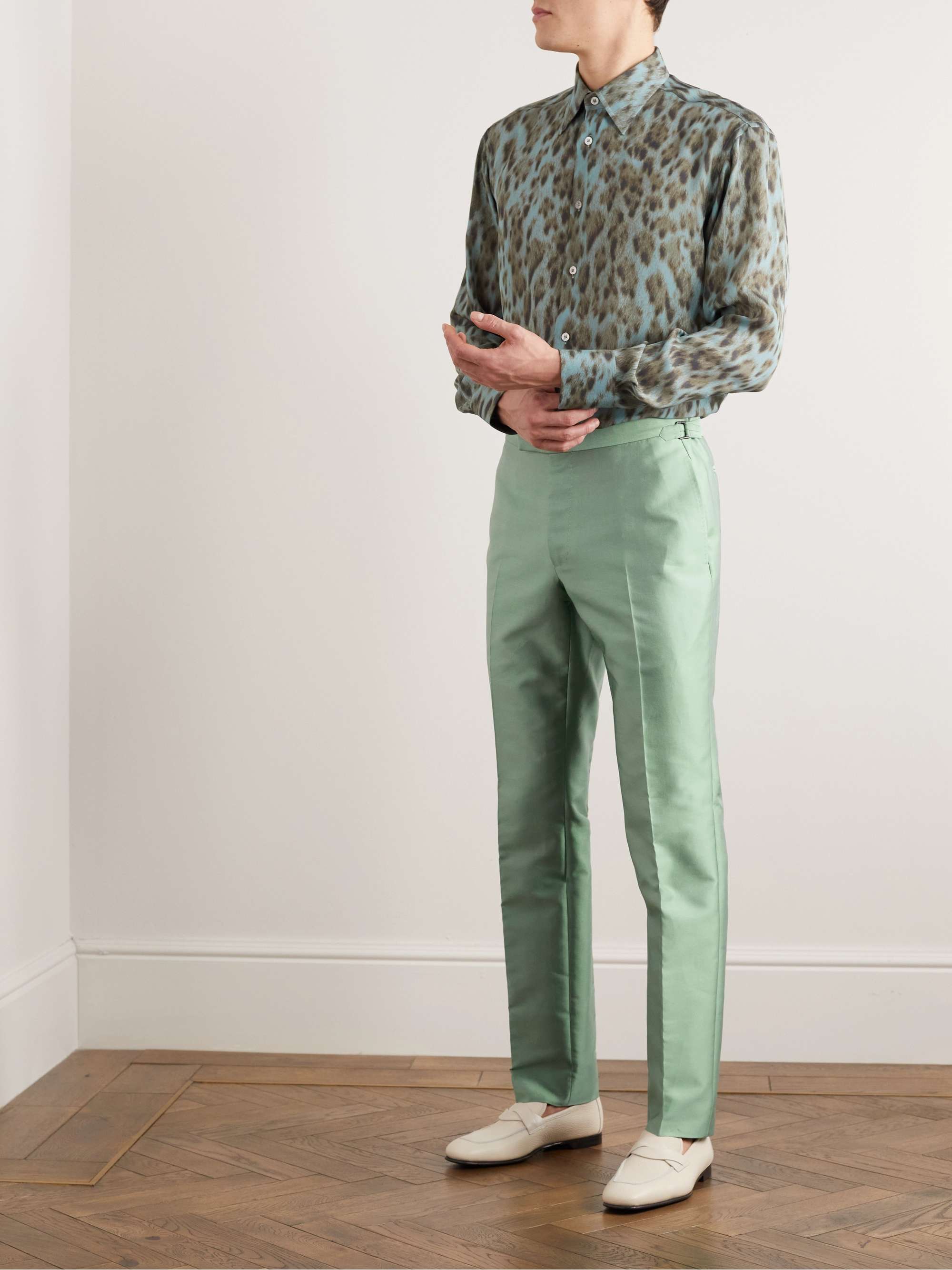 TOM Shelton Straight-Leg Satin-Twill Suit Trousers for Men | MR