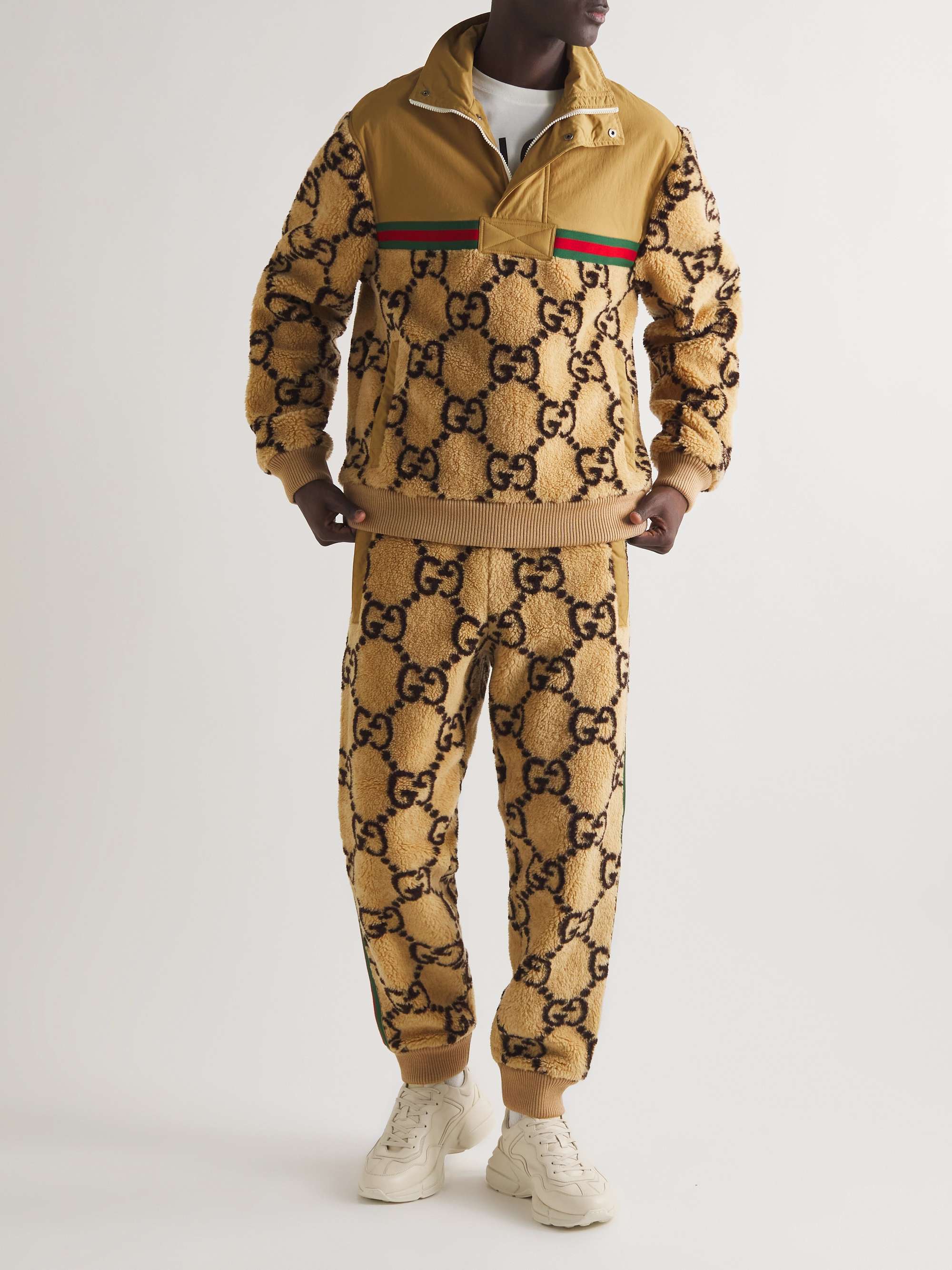 GUCCI Logo-Jacquard Wool-Blend Fleece and Shell Half-Zip Track Jacket for  Men