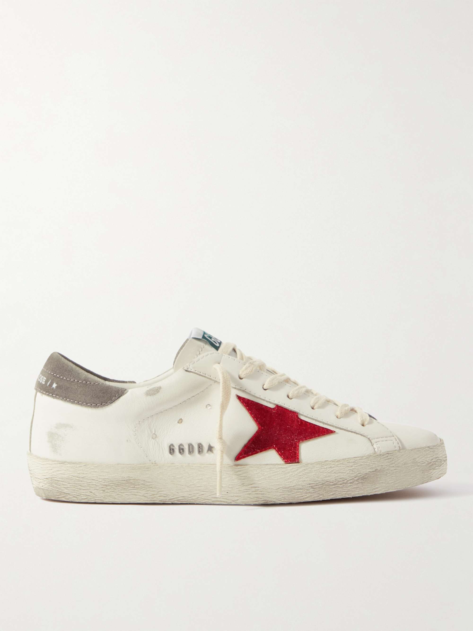 GOLDEN GOOSE Superstar Distressed Leather and Suede Sneakers for Men ...
