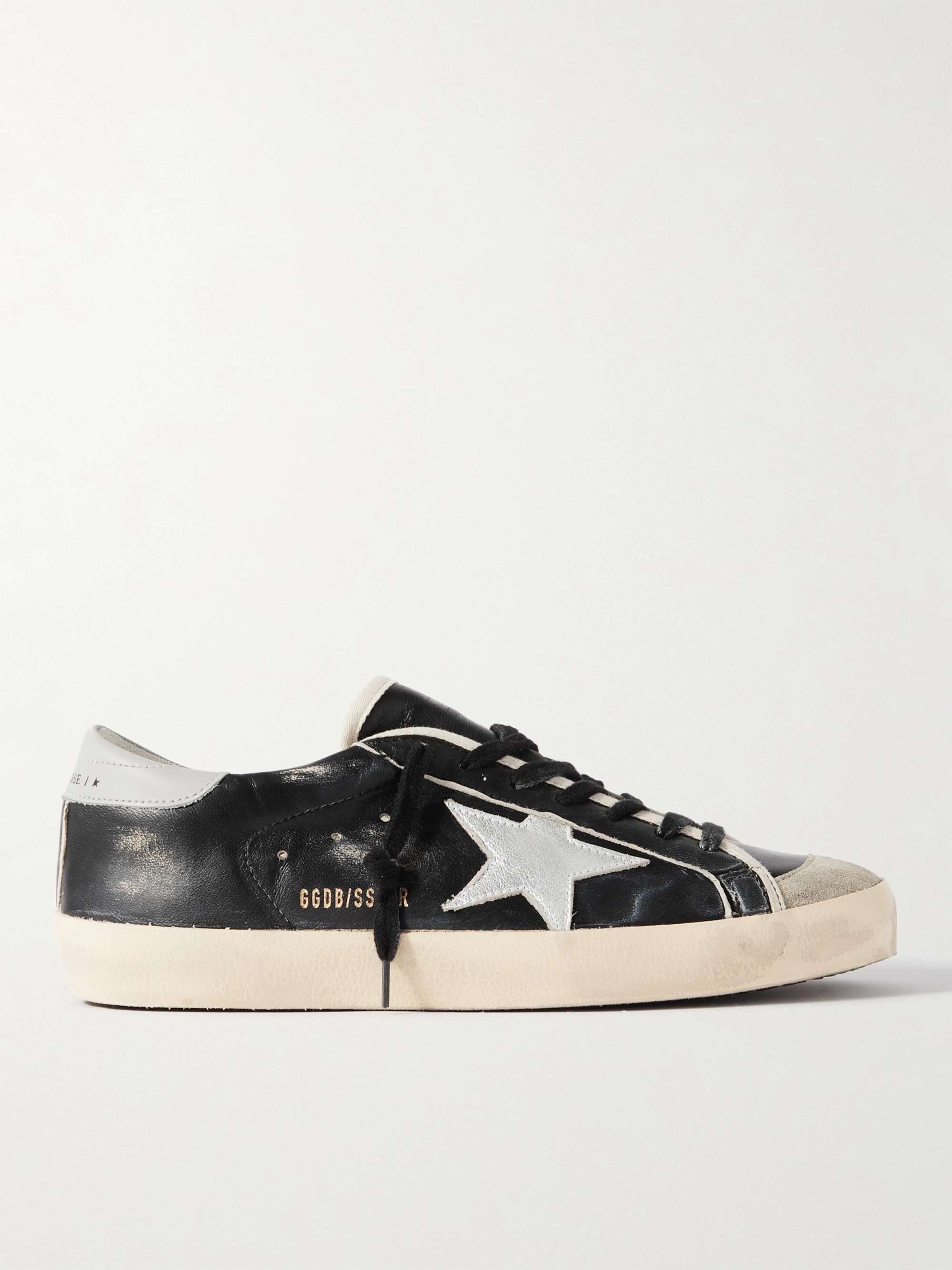GOLDEN GOOSE DELUXE BRAND Super-Star Distressed Suede-Trimmed Leather  Sneakers | MR PORTER