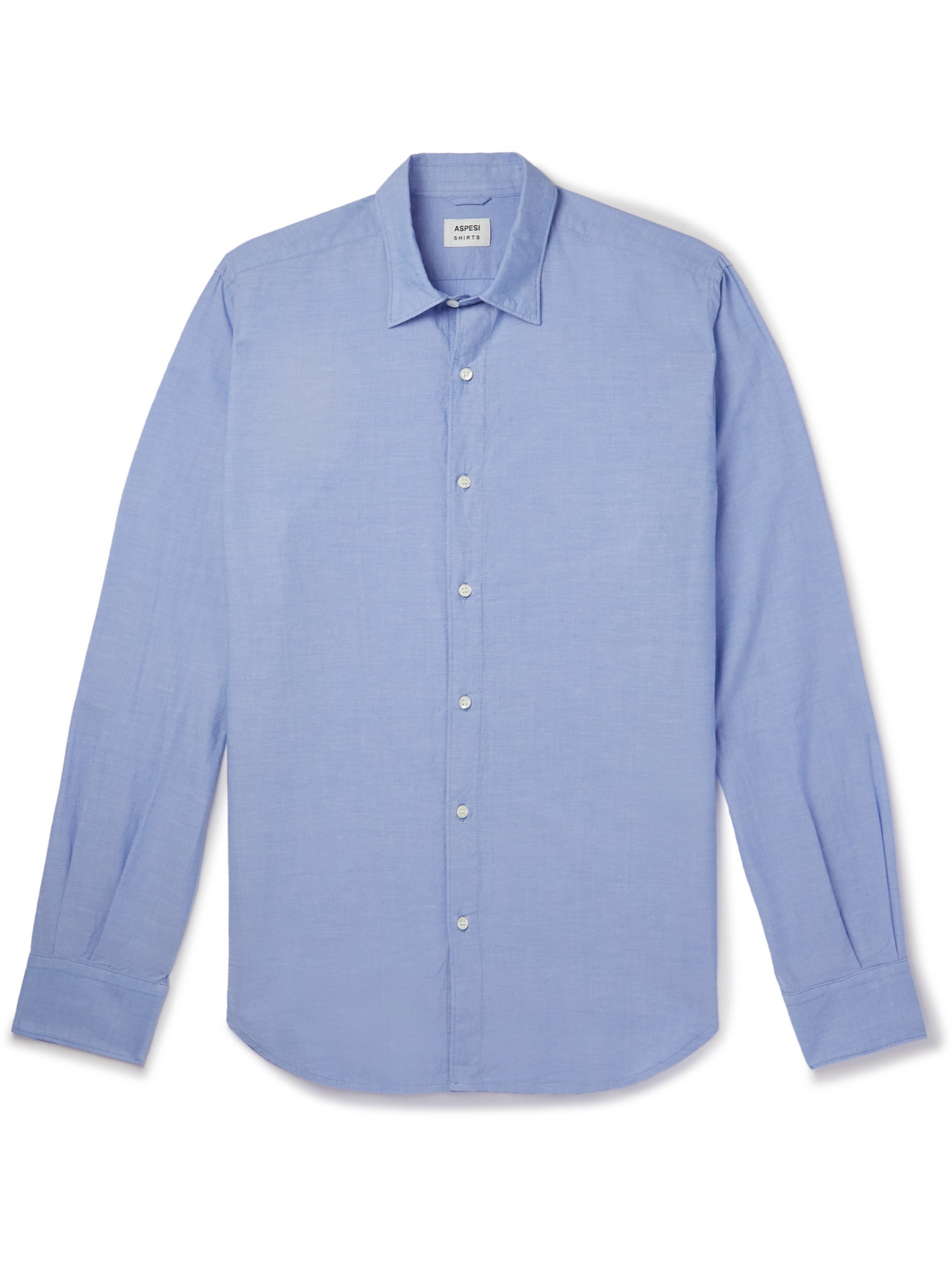 Aspesi Slub Cotton-chambray Shirt In Blue