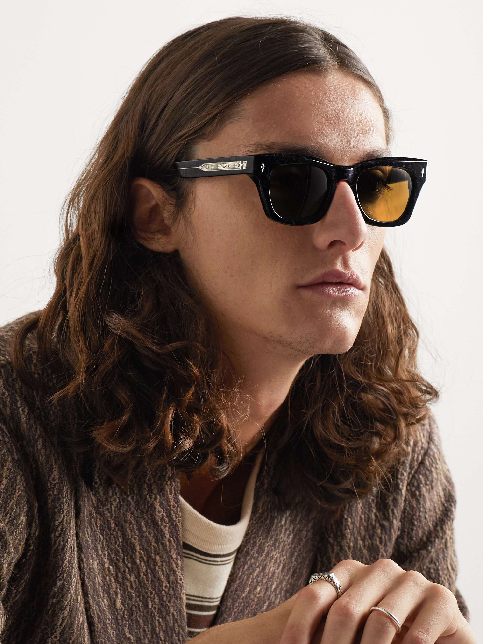 Black + Yellowstone Dealan Square-Frame Acetate and Silver-Tone Sunglasses  | JACQUES MARIE MAGE | MR PORTER