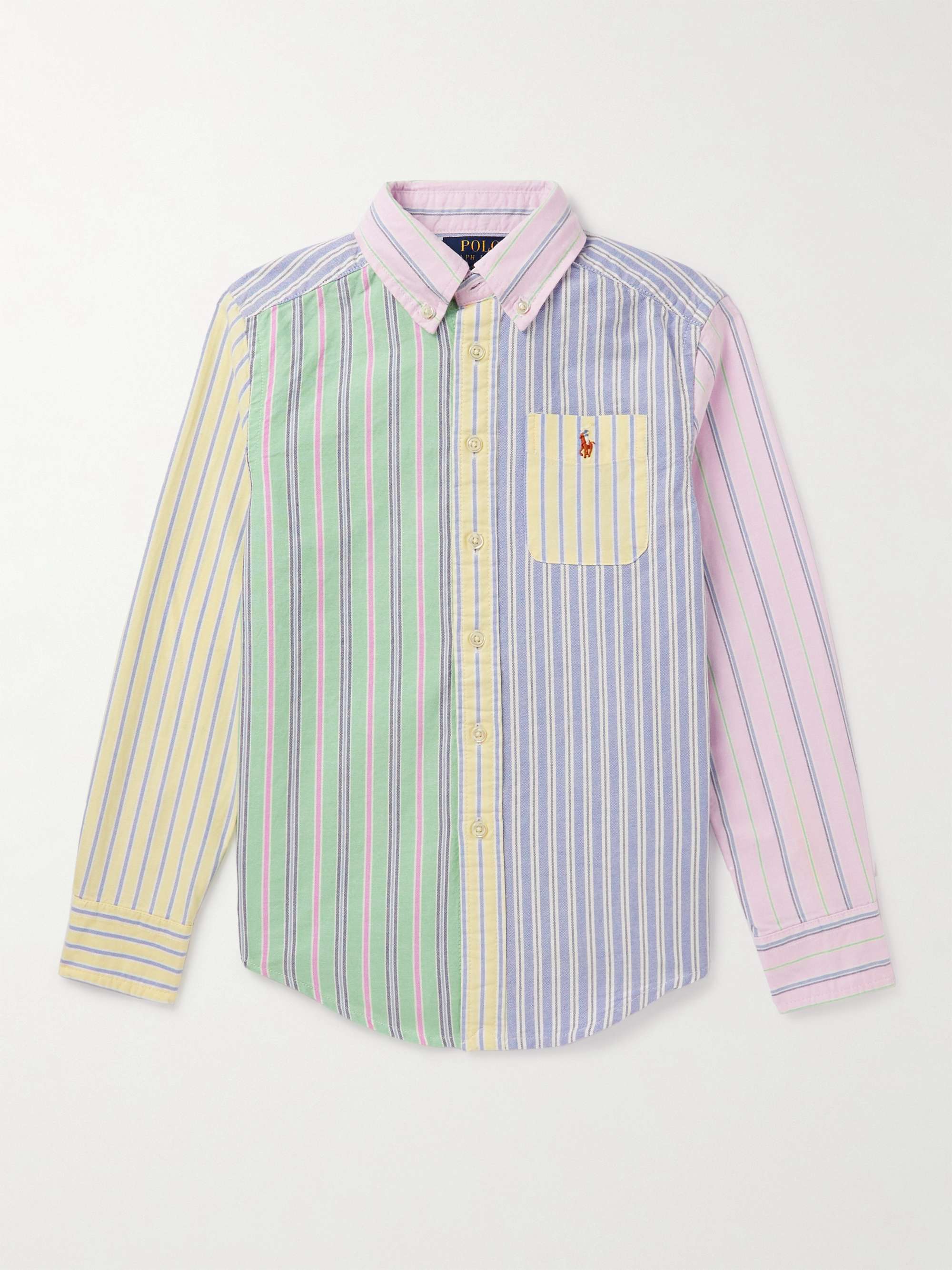 POLO RALPH LAUREN KIDS Button-Down Collar Striped Colour-Block Cotton  Oxford Shirt | MR PORTER