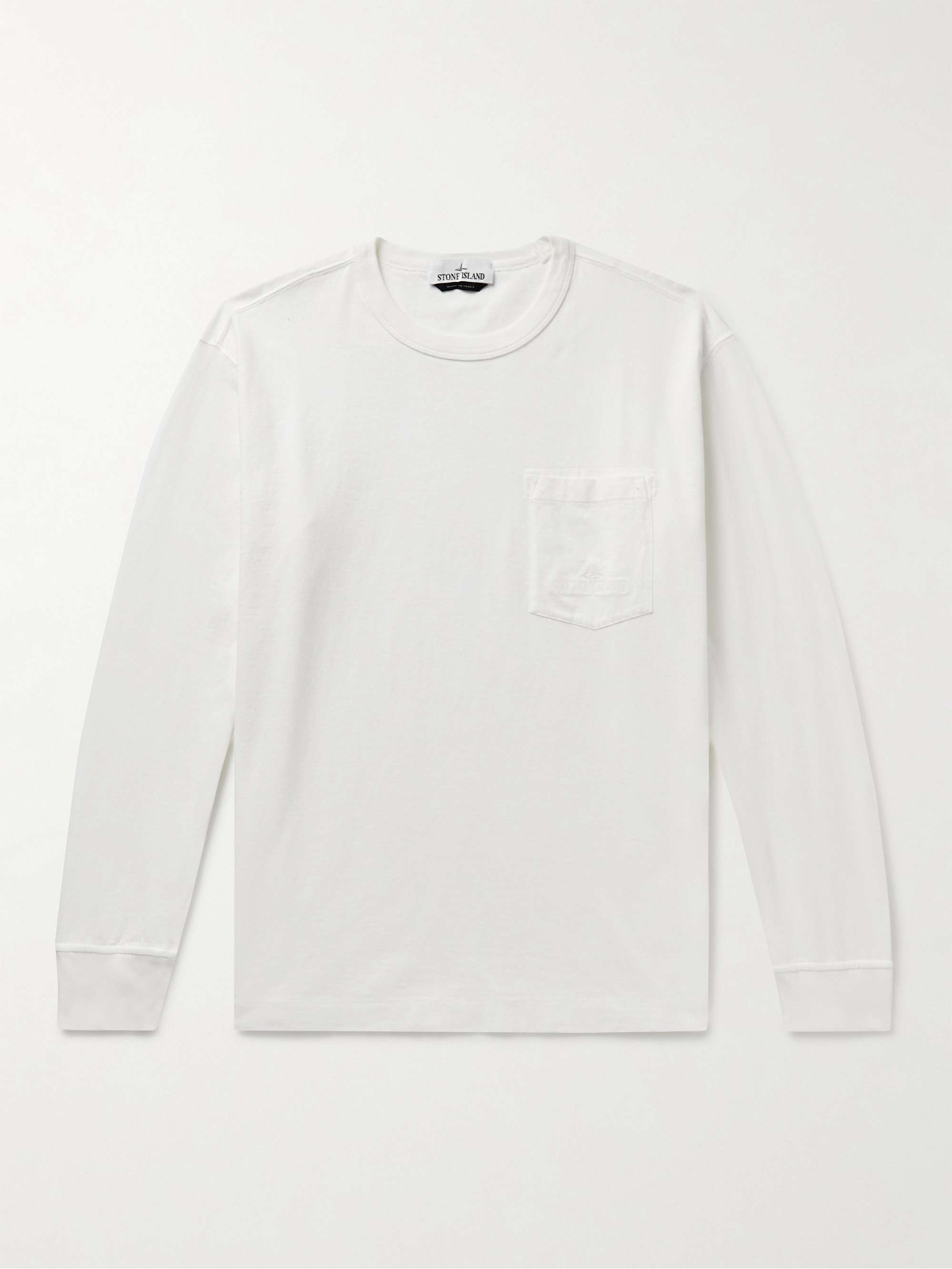 STONE ISLAND Logo-Embroidered Garment-Dyed Cotton-Jersey T-Shirt for Men |  MR PORTER