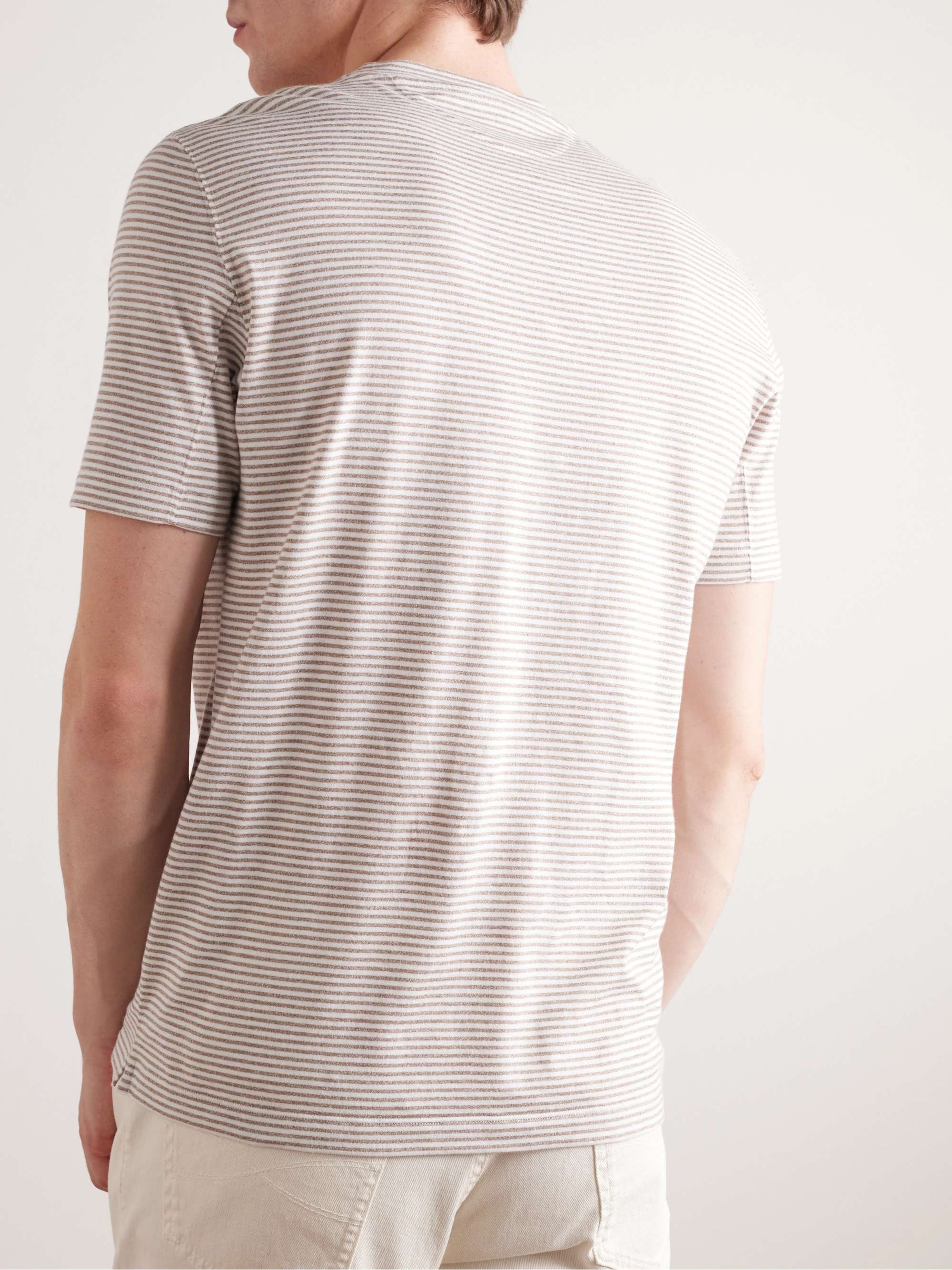 BRUNELLO CUCINELLI Striped Cotton and Linen-Blend Jersey T-Shirt for ...