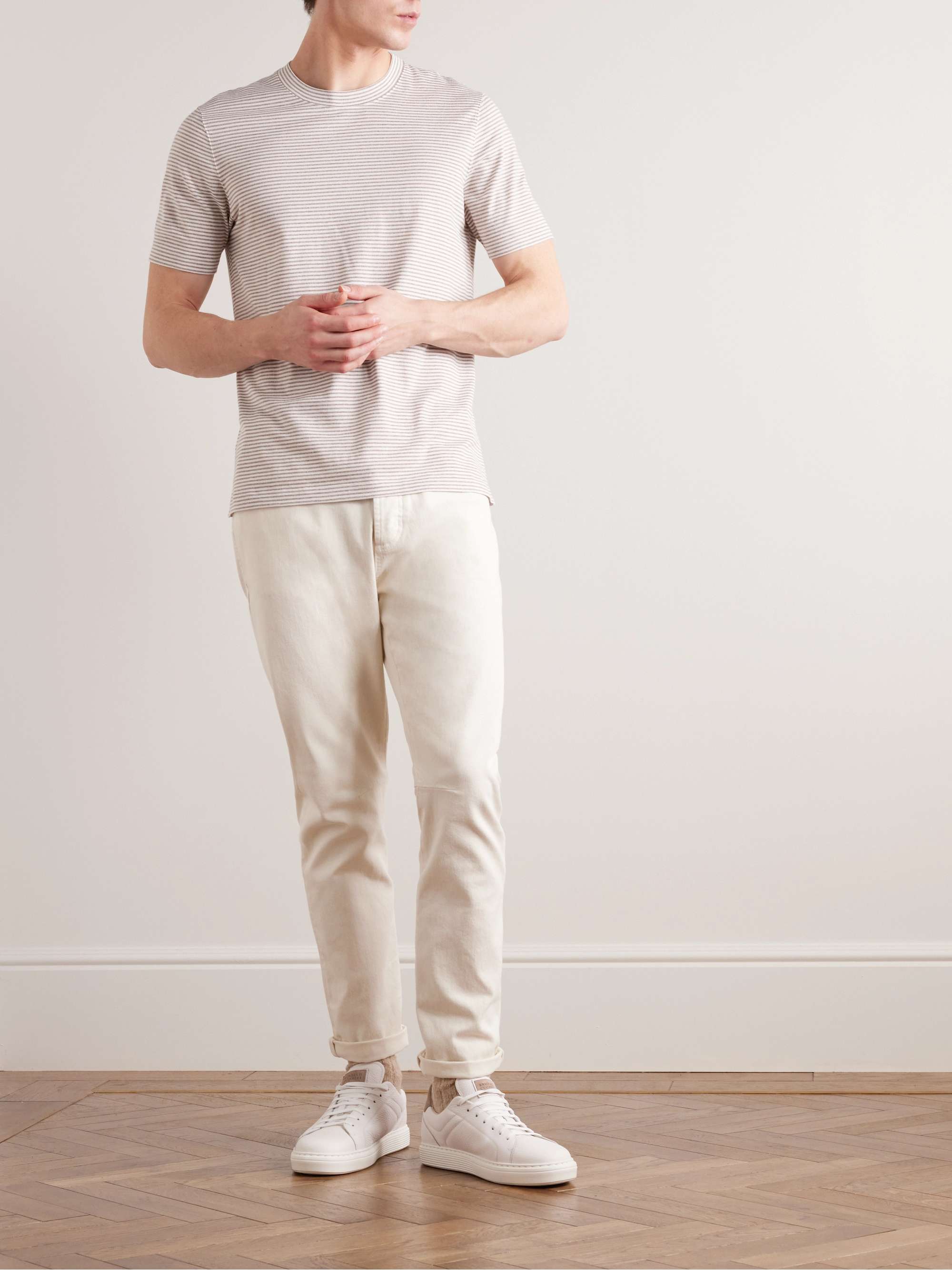 BRUNELLO CUCINELLI Striped Cotton and Linen-Blend Jersey T-Shirt for Men |  MR PORTER
