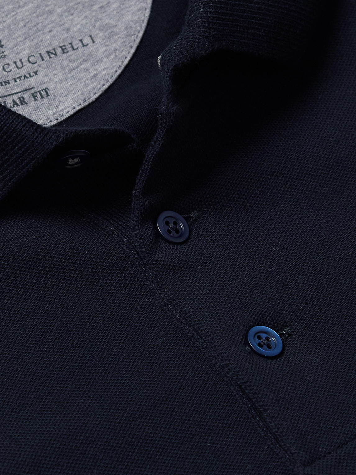 Shop Brunello Cucinelli Cotton-piqué Polo Shirt In Blue