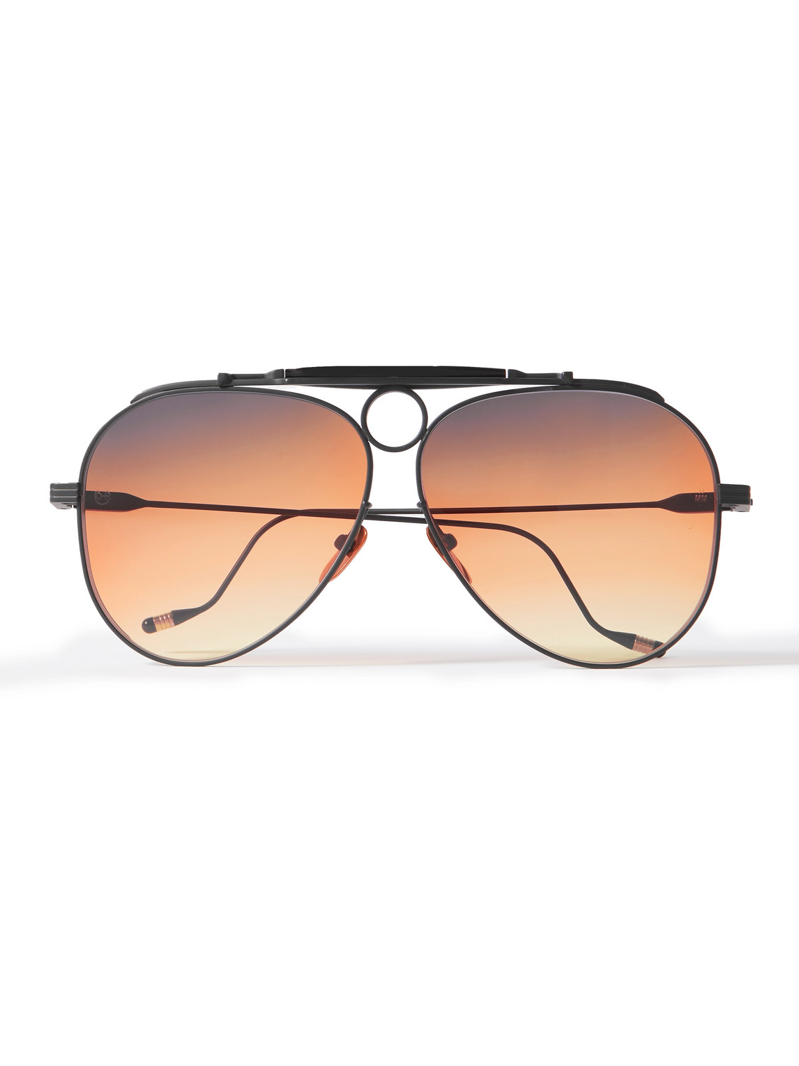 Jacques Marie Mage Diamond Cross Ranch Aviator-style Black-tone Sunglasses In Brown