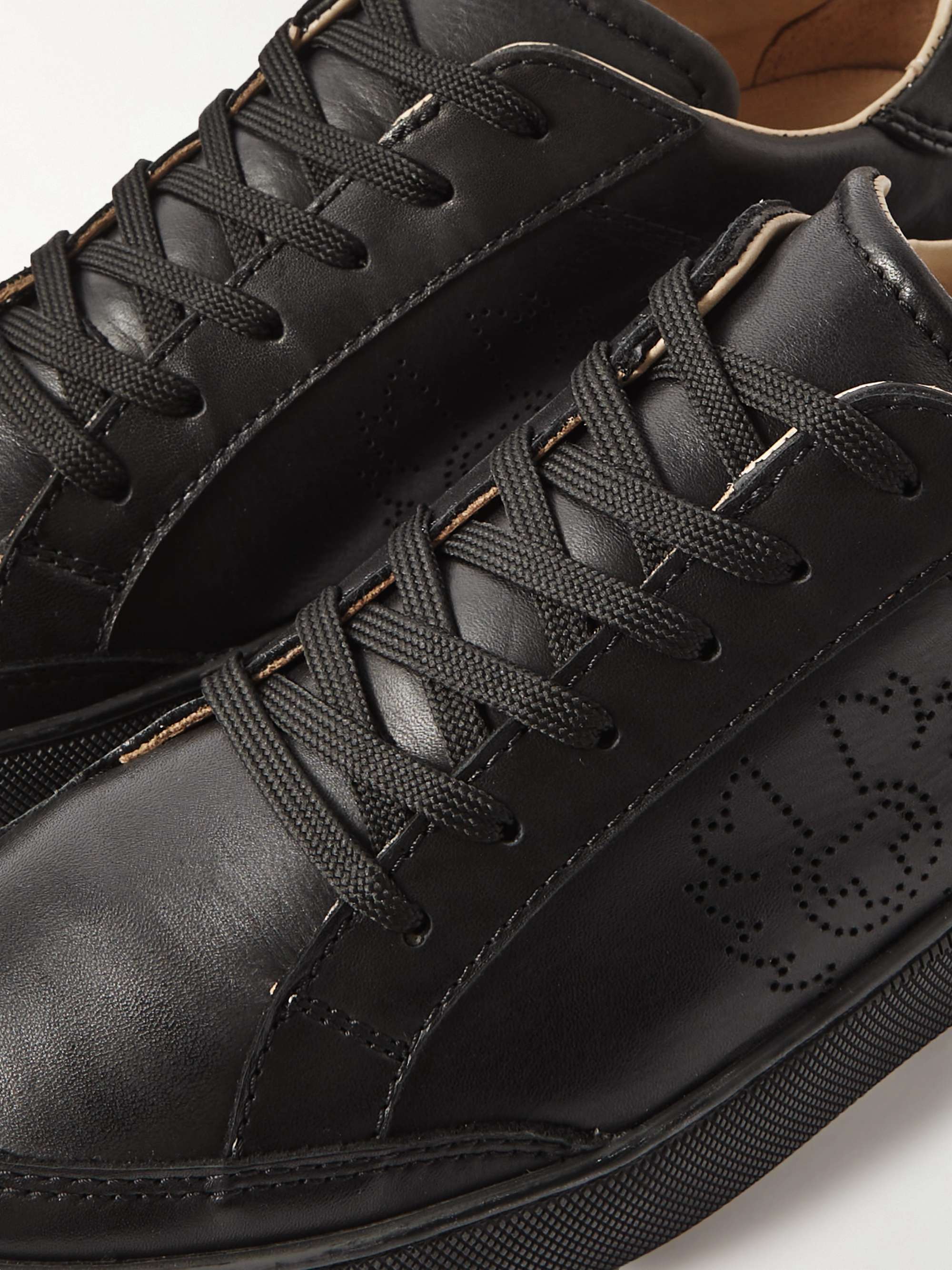 BELSTAFF Track Logo-Perforated Leather Sneakers | MR PORTER