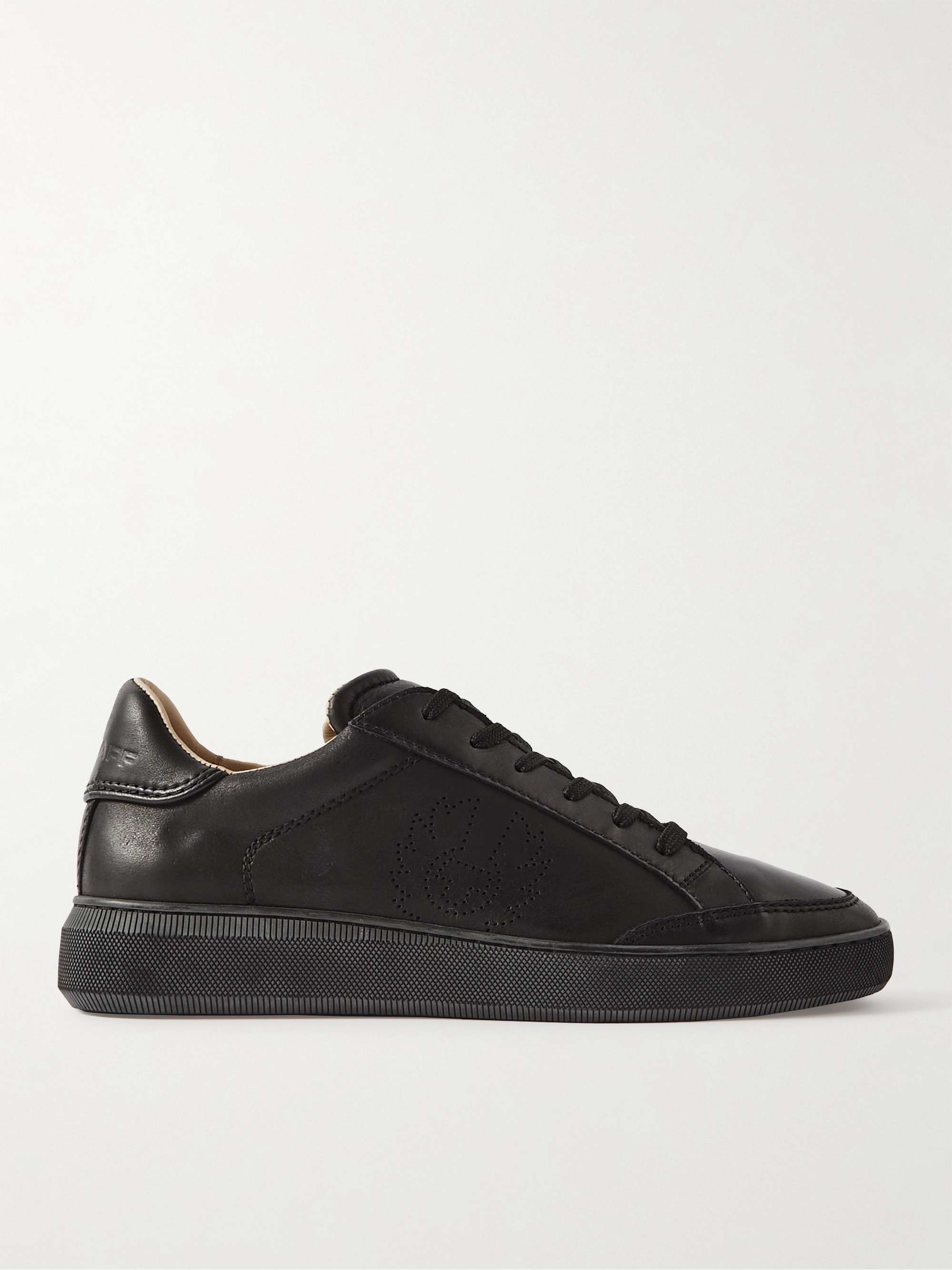 BELSTAFF Track Logo-Perforated Leather Sneakers | MR PORTER