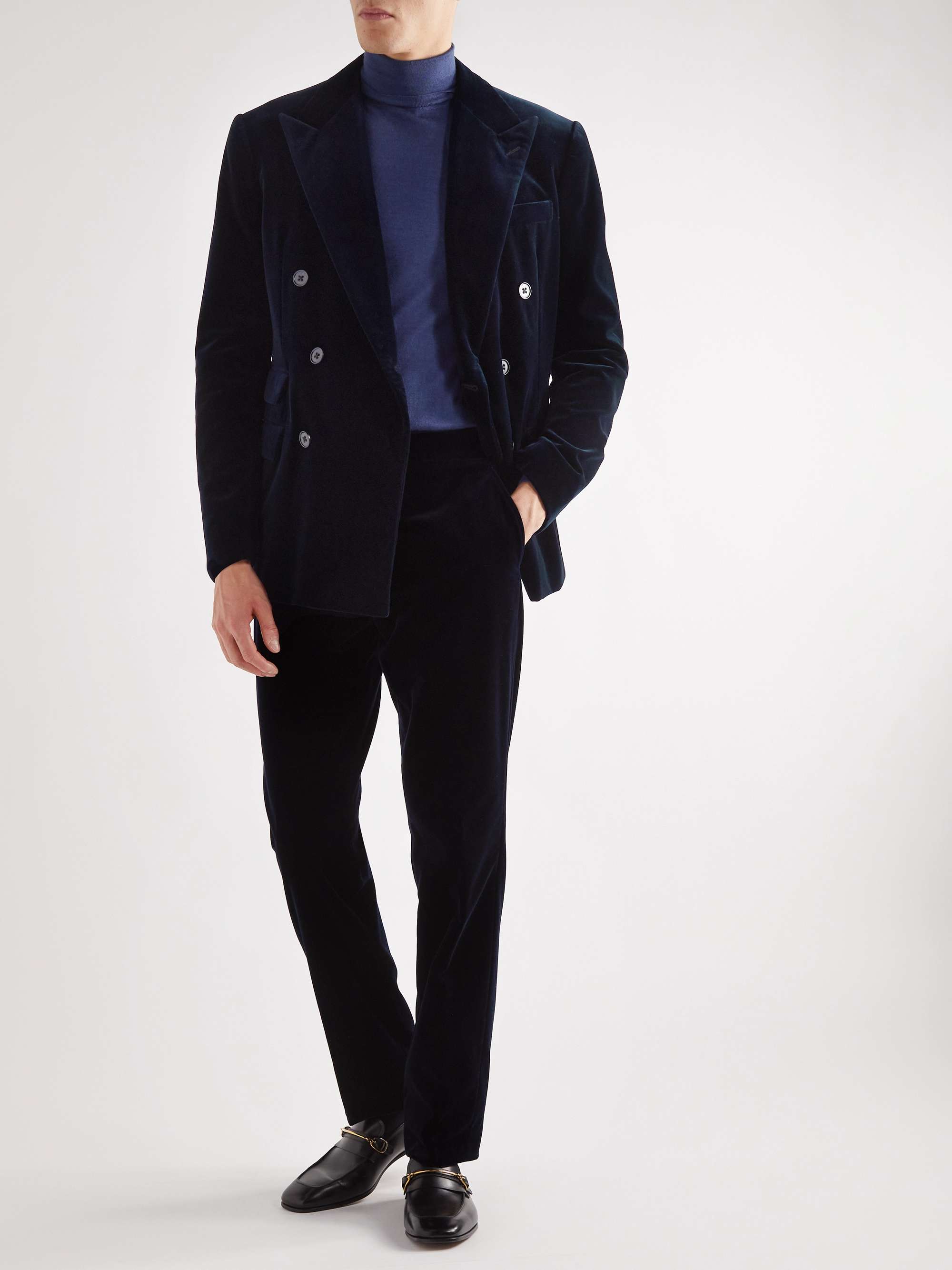 RALPH LAUREN PURPLE LABEL Kent Slim-Fit Double-Breasted Cotton-Velvet Suit  Jacket for Men | MR PORTER