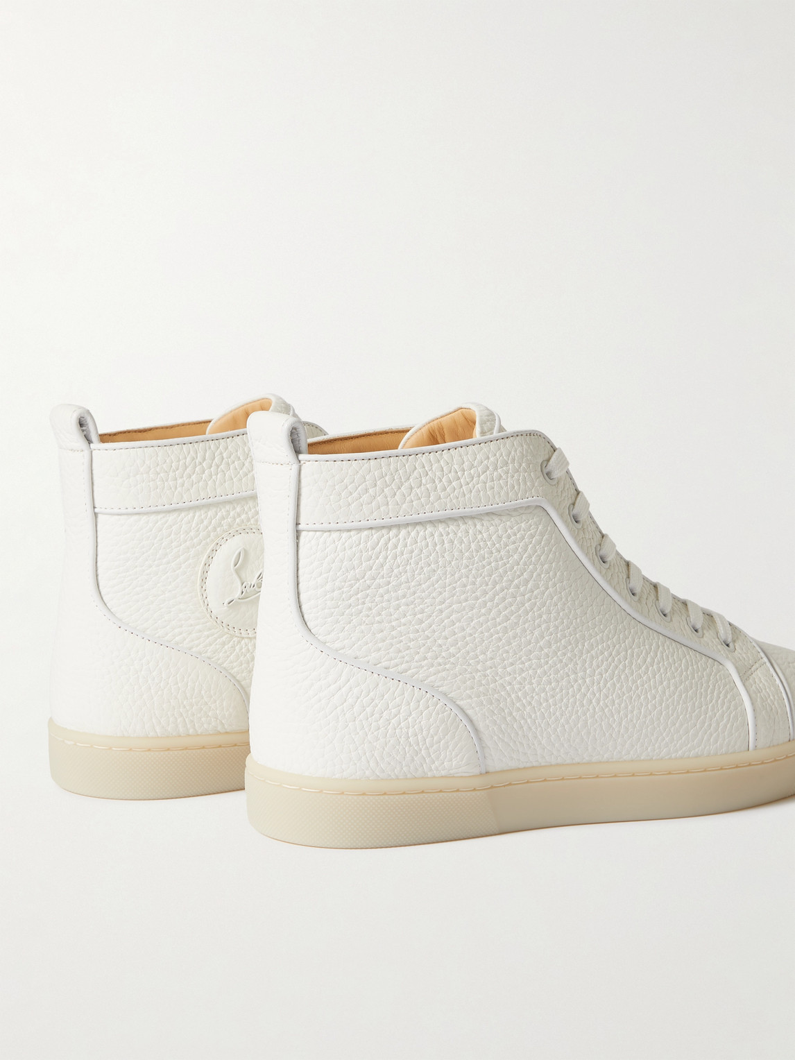 Shop Christian Louboutin Louis Orlato Full-grain Leather High-top Sneakers In White