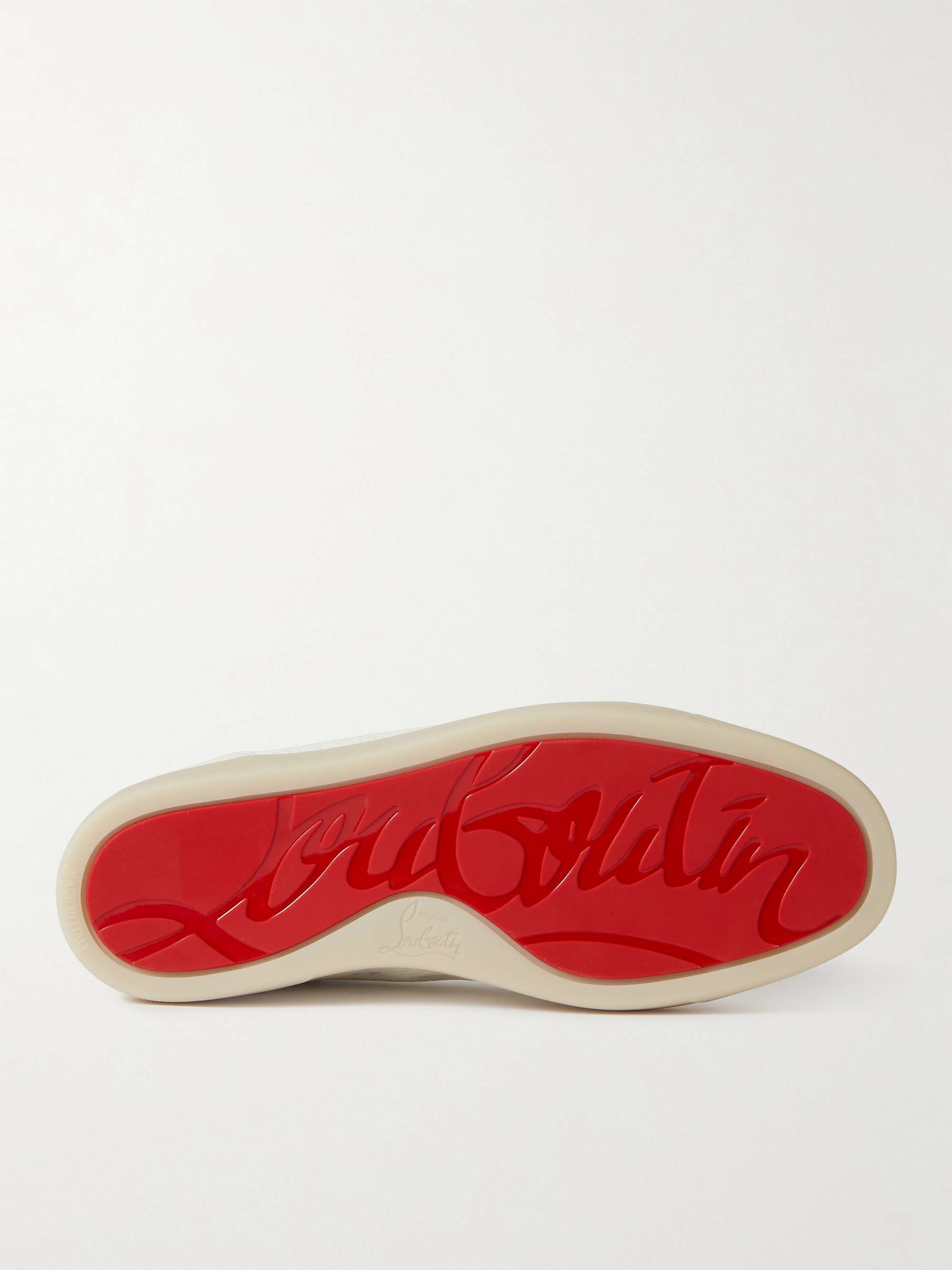 Shop Christian Louboutin Studded Street Style Plain Leather Logo