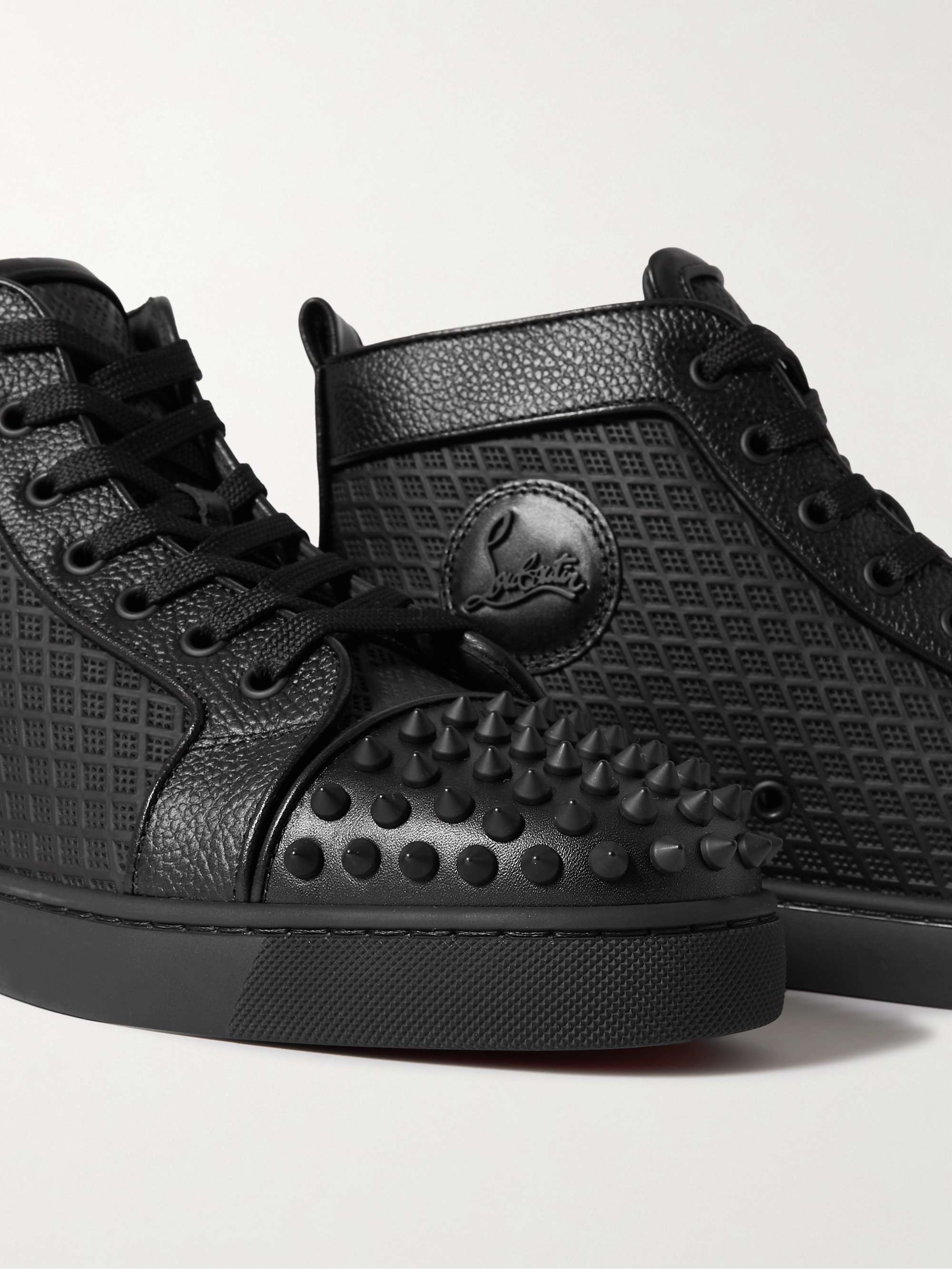CHRISTIAN LOUBOUTIN Lou Spikes Orlato Studded Leather and Mesh High-Top  Sneakers for Men | MR PORTER