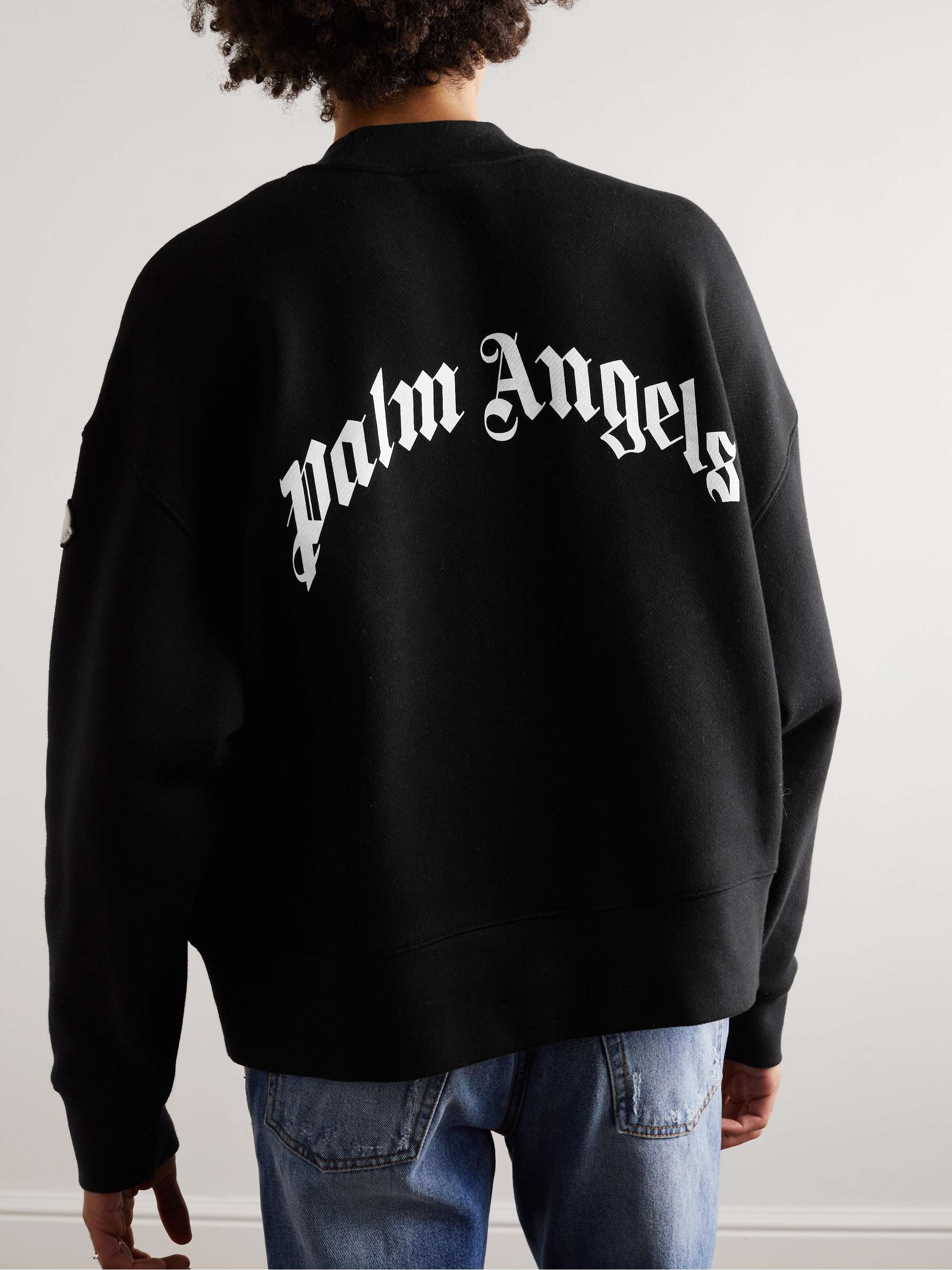 MONCLER GENIUS + 8 Palm Angels Angry Bear Logo-Print Appliquéd  Cotton-Jersey Sweatshirt for Men | MR PORTER