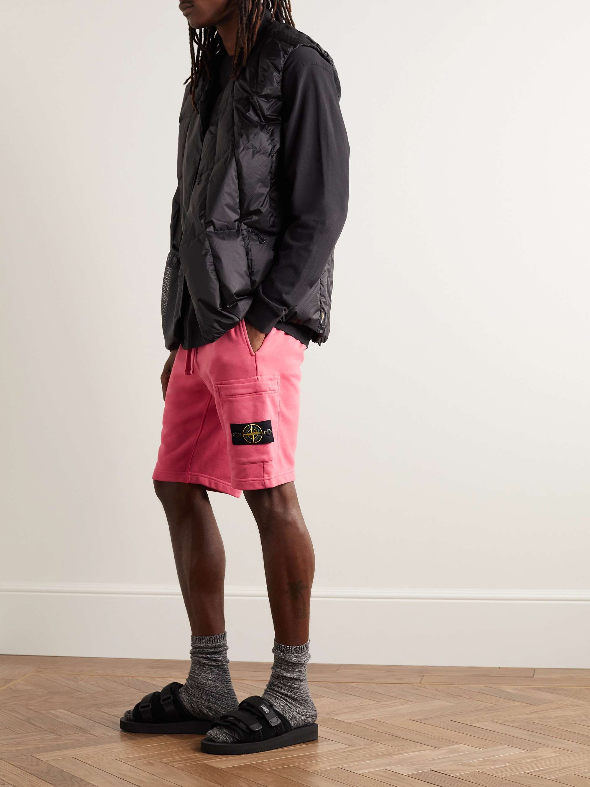 STONE ISLAND Straight-Leg Garment-Dyed Cotton-Jersey Drawstring Shorts for  Men | MR PORTER