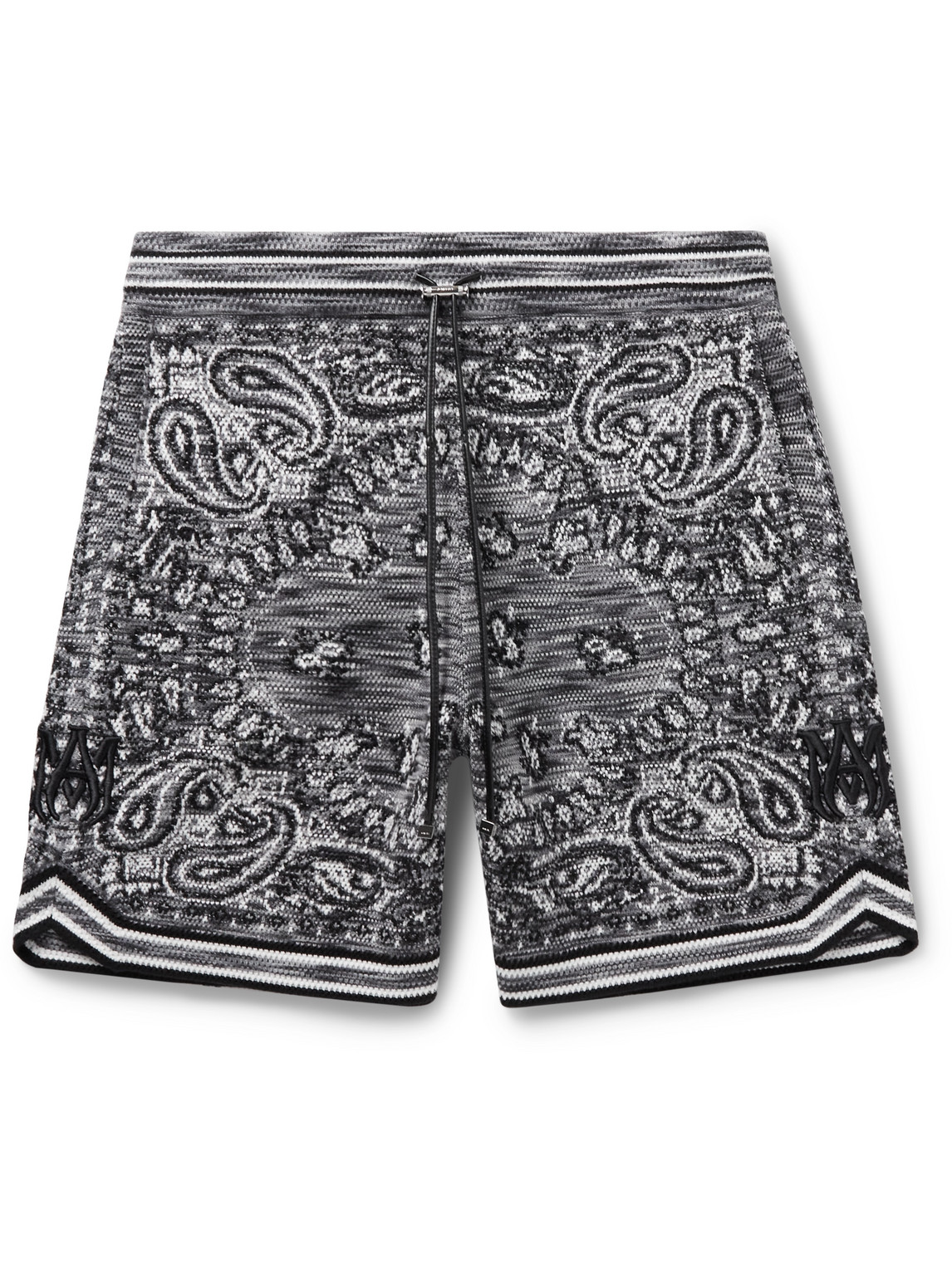 AMIRI - Wide-Leg Logo-Embroidered Bandana-Jacquard Cotton-Blend Drawstring  Shorts - Men - Black - XS de Hombres