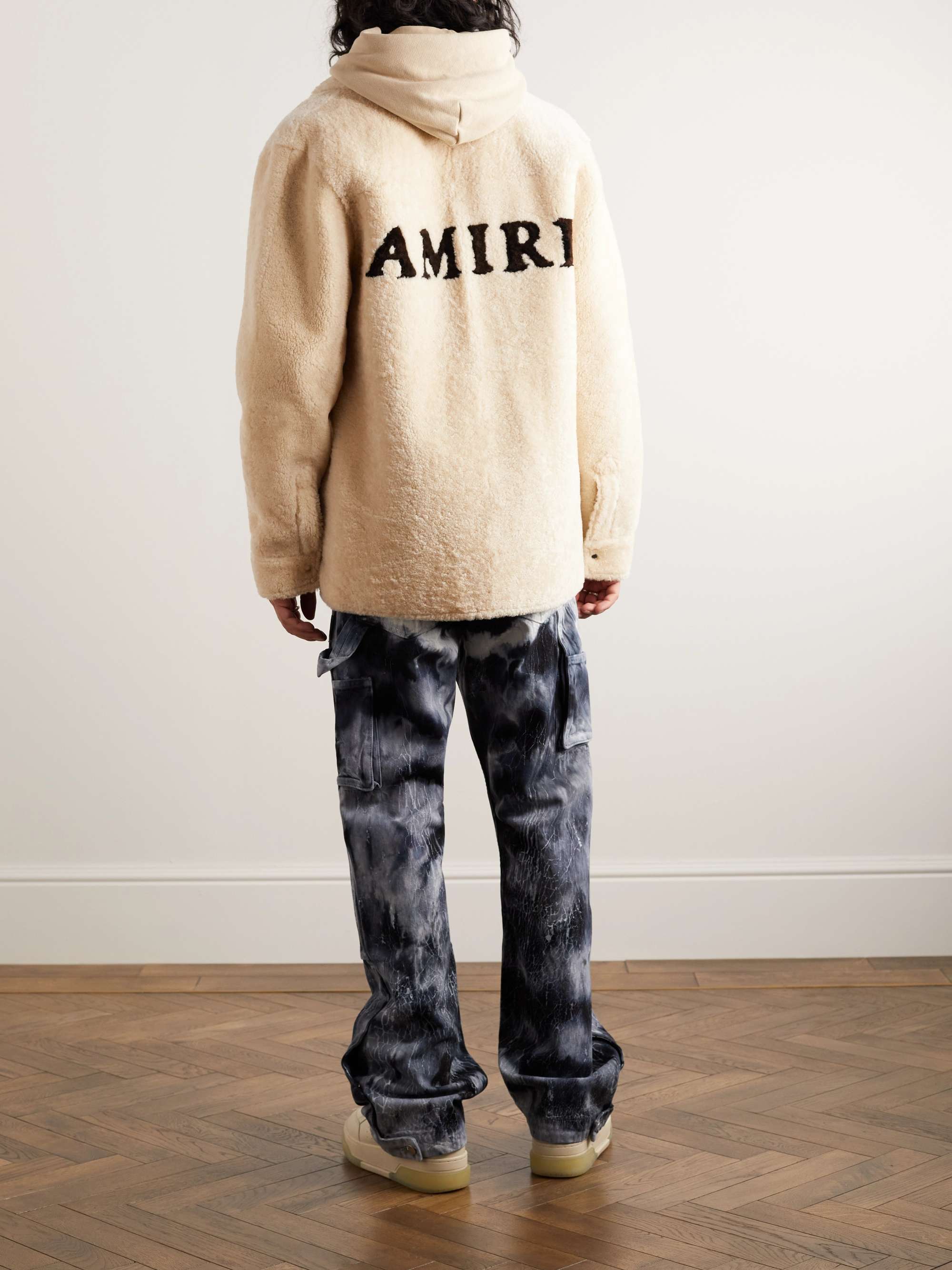AMIRI Logo-Print Shearling Shirt Jacket for Men | MR PORTER