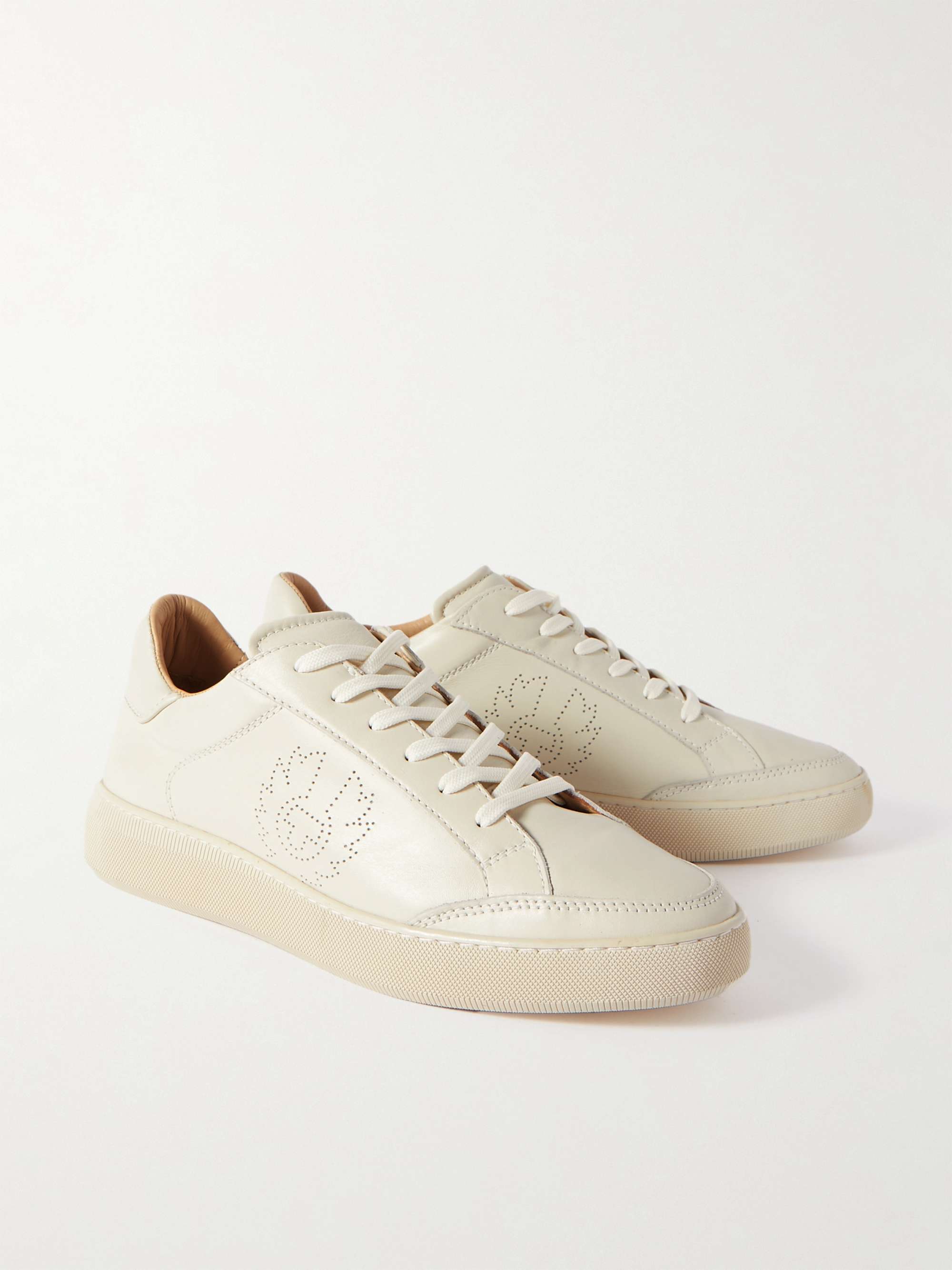 BELSTAFF Track Logo-Perforated Leather Sneakers for Men | MR PORTER