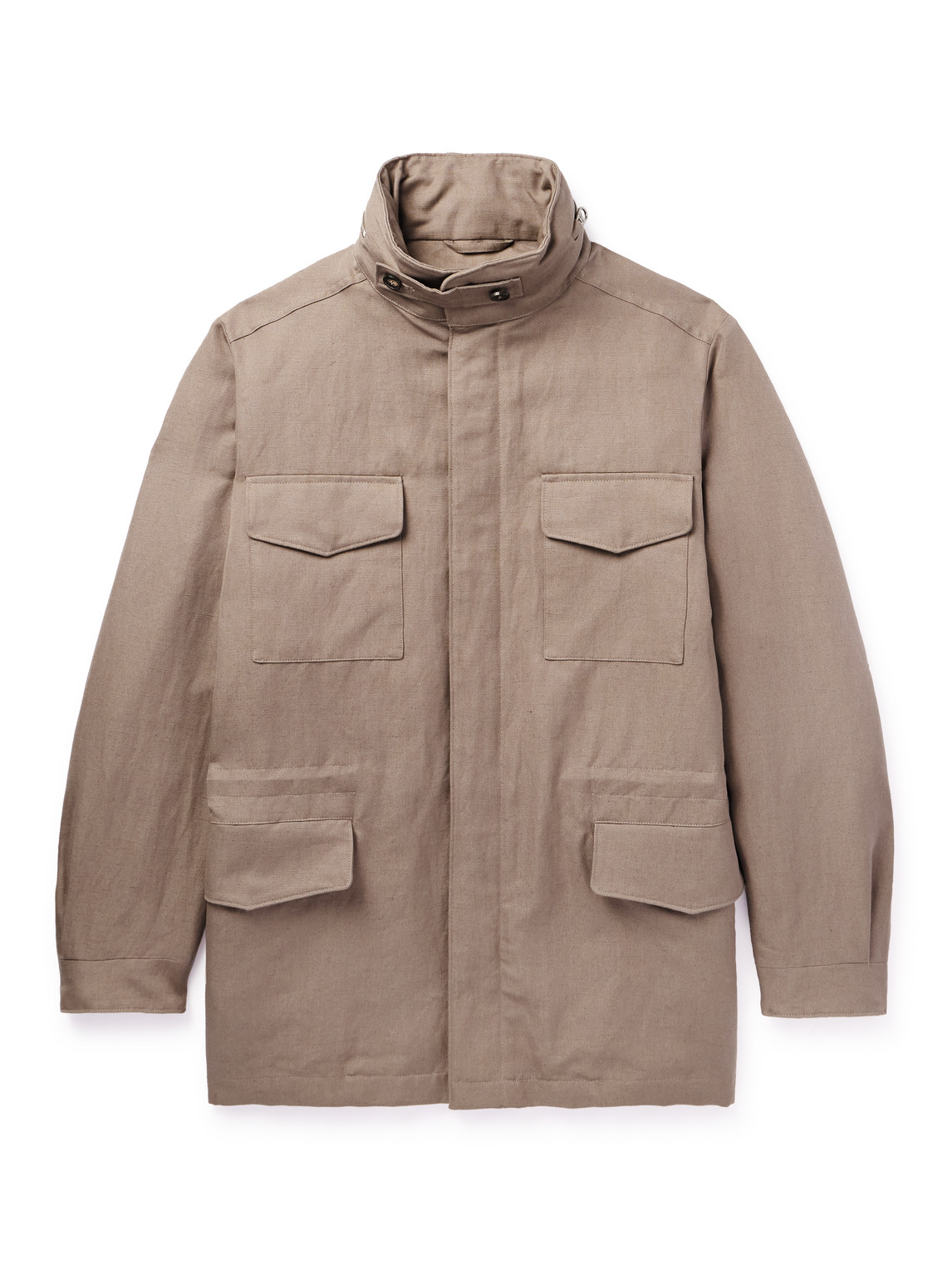 Loro Piana Traveler Rain System® Cotton And Linen-blend Field Jacket In Brown