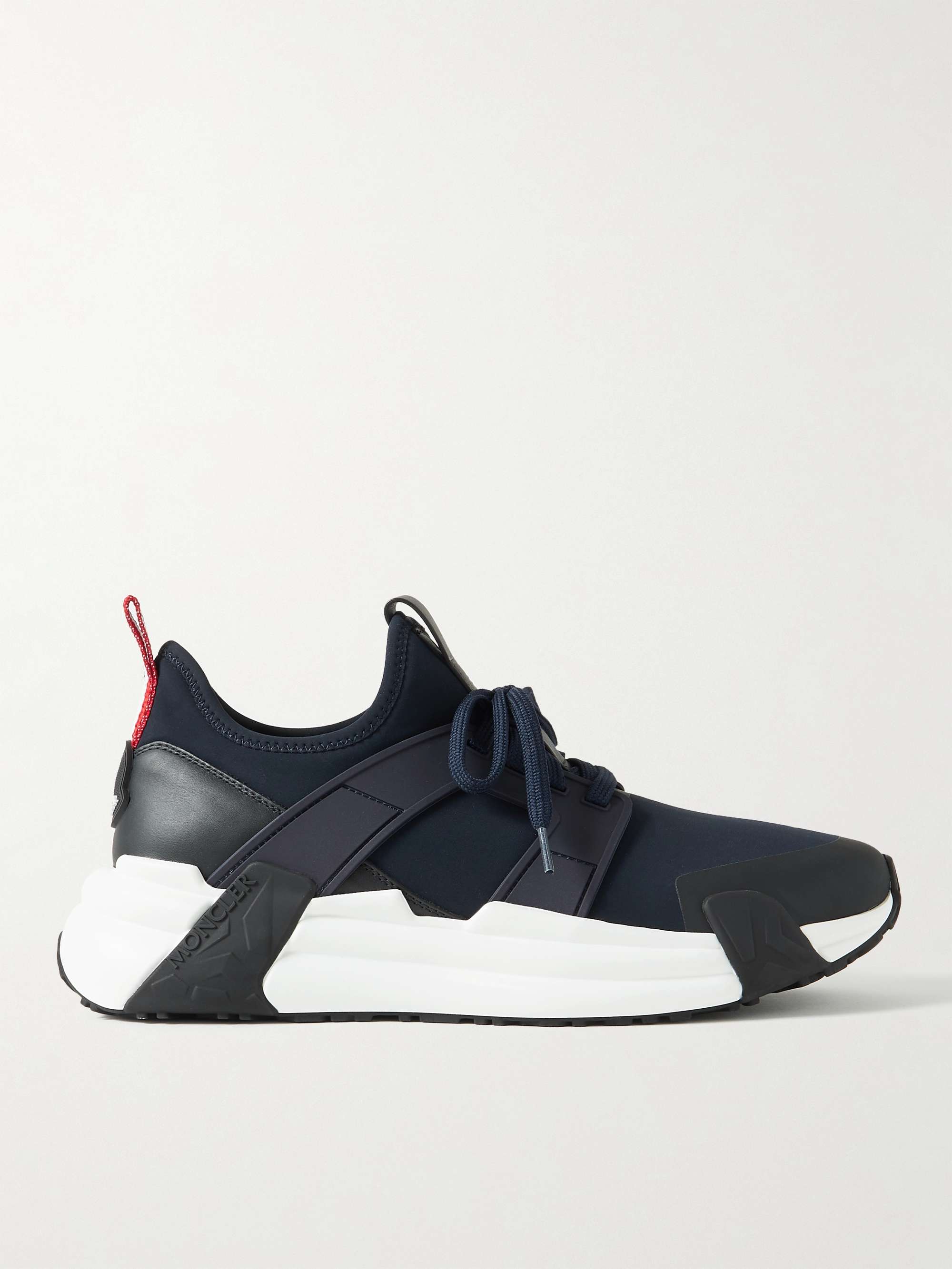 Navy Lunarove Rubber and Leather-Trimmed Neoprene Sneakers | MONCLER | MR  PORTER