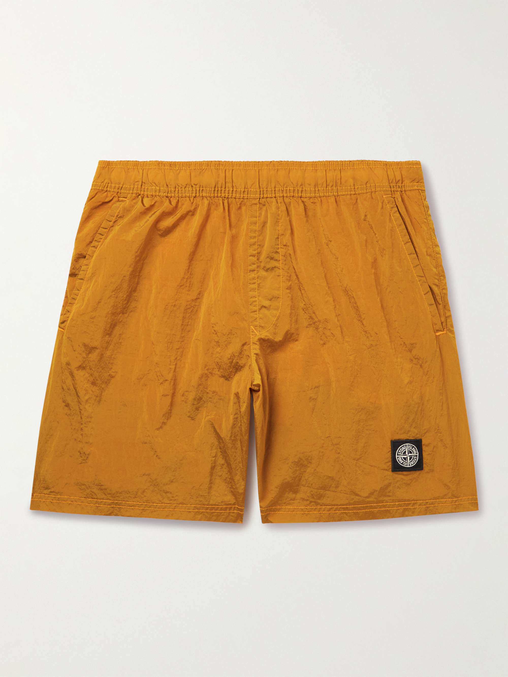 Orange Logo-Appliquéd Straight-Leg Mid-Length Swim Shorts | STONE ISLAND |  MR PORTER
