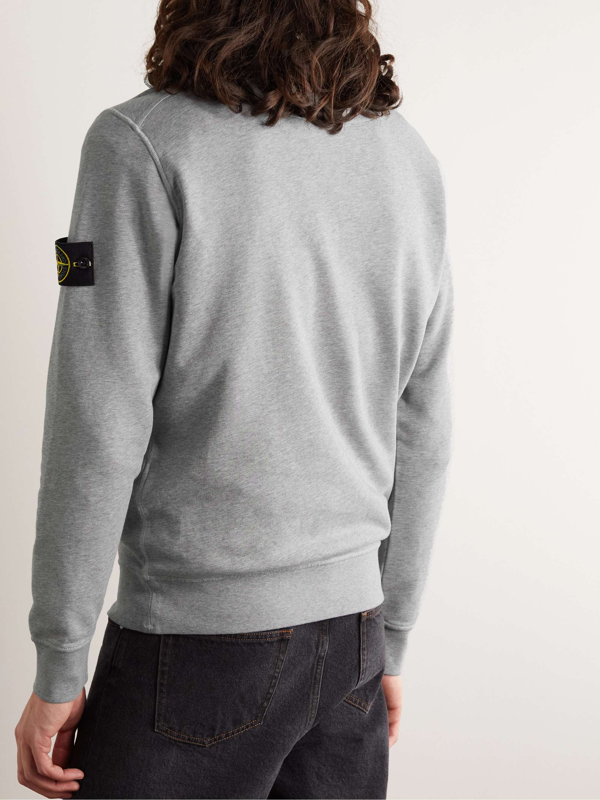 STONE ISLAND Logo-Appliquéd Garment-Dyed Cotton-Jersey Sweatshirt | MR  PORTER