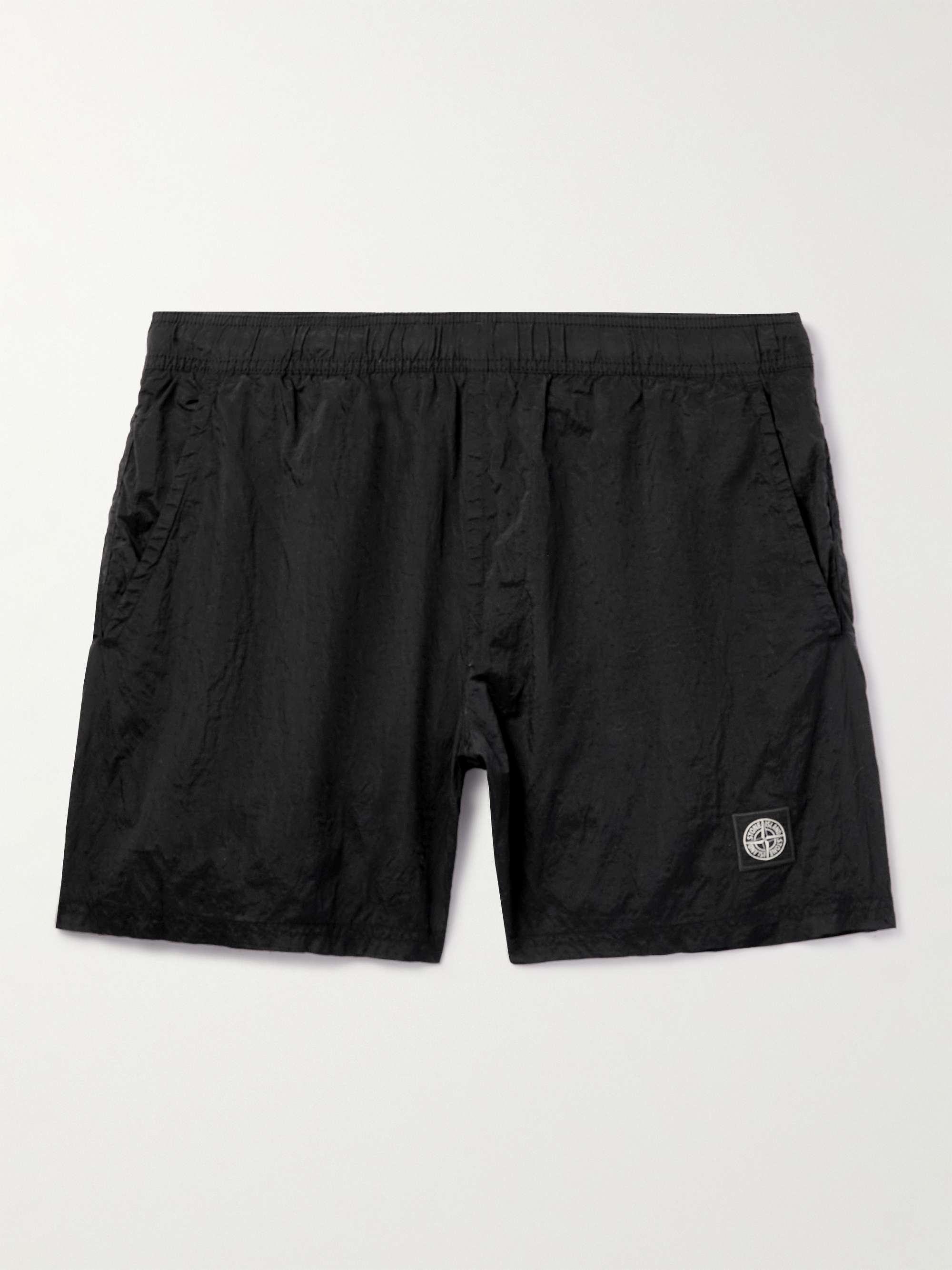 Black Logo-Appliquéd Straight-Leg Mid-Length Swim Shorts | STONE ISLAND |  MR PORTER
