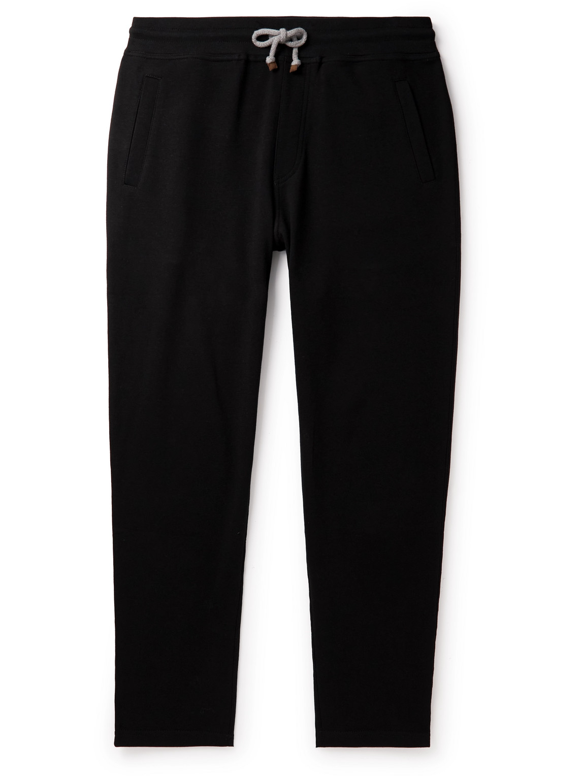 Brunello Cucinelli Straight-leg Cotton-blend Jersey Sweatpants In Black