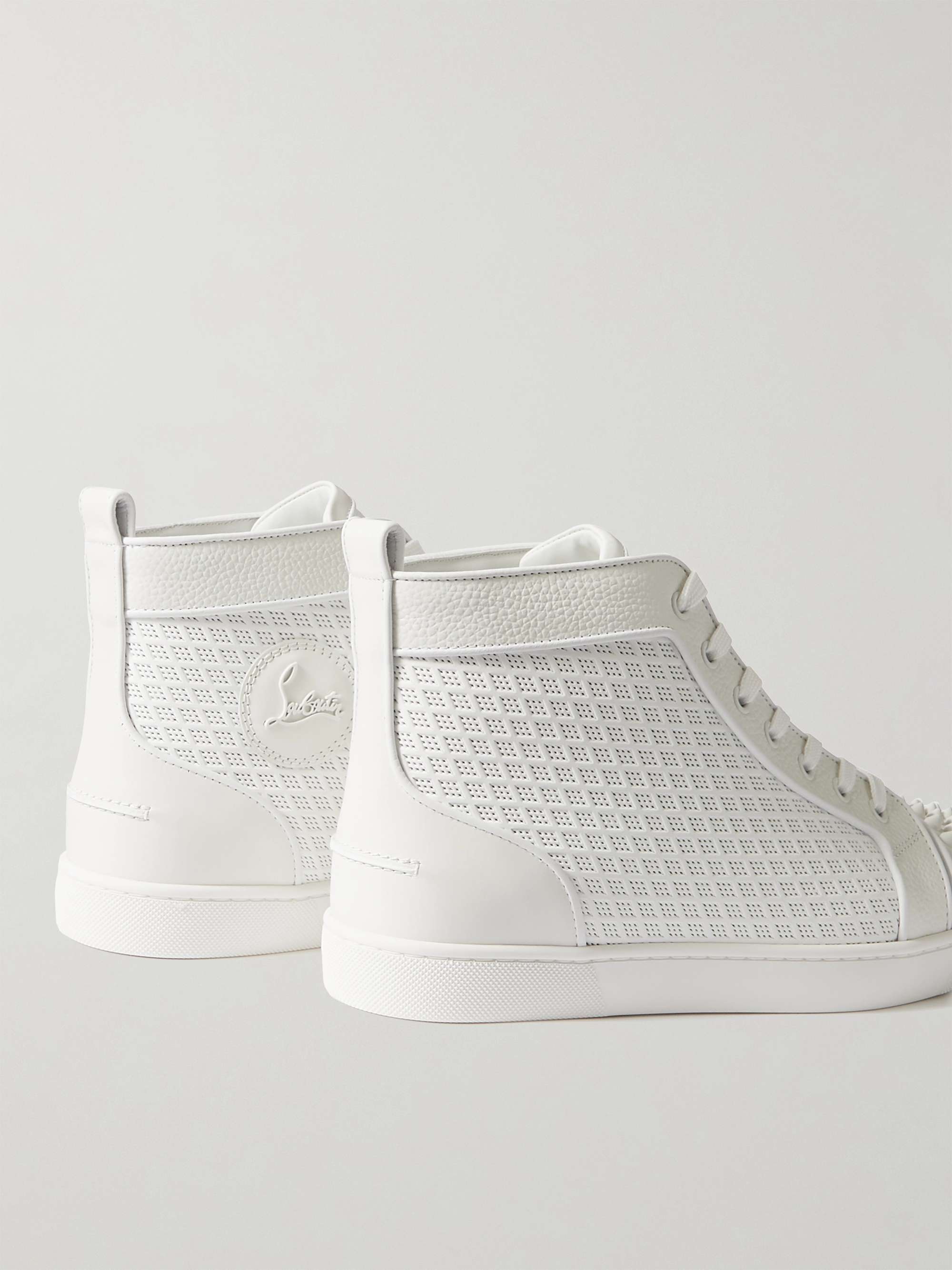 fjendtlighed svag fest CHRISTIAN LOUBOUTIN Lou Spikes Orlato Studded Leather and Mesh High-Top  Sneakers | MR PORTER