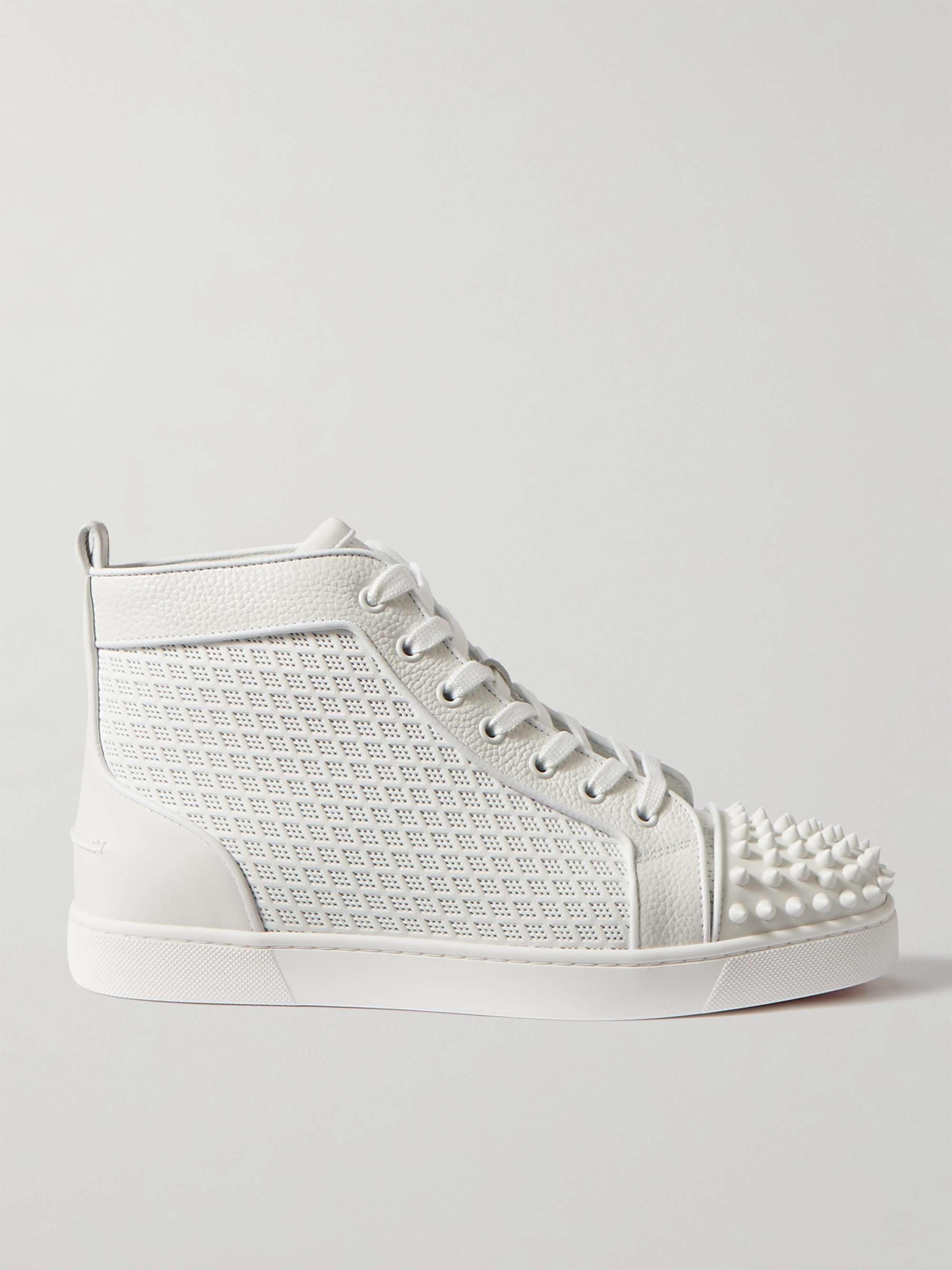 CHRISTIAN LOUBOUTIN Lou Spikes Orlato Studded Leather and Mesh High-Top for MR PORTER