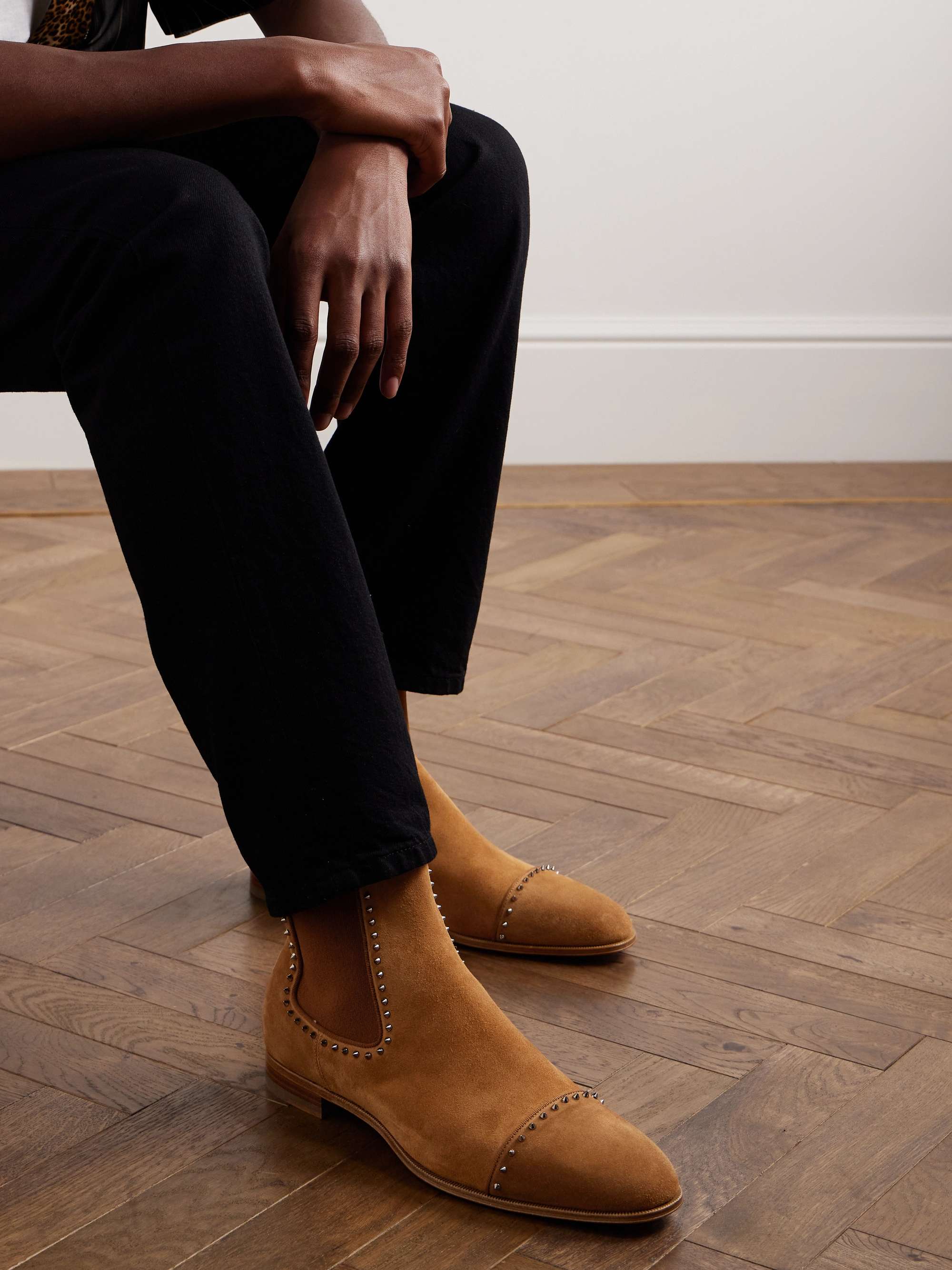 CHRISTIAN LOUBOUTIN Spiked Suede Chelsea Boots for Men | MR PORTER