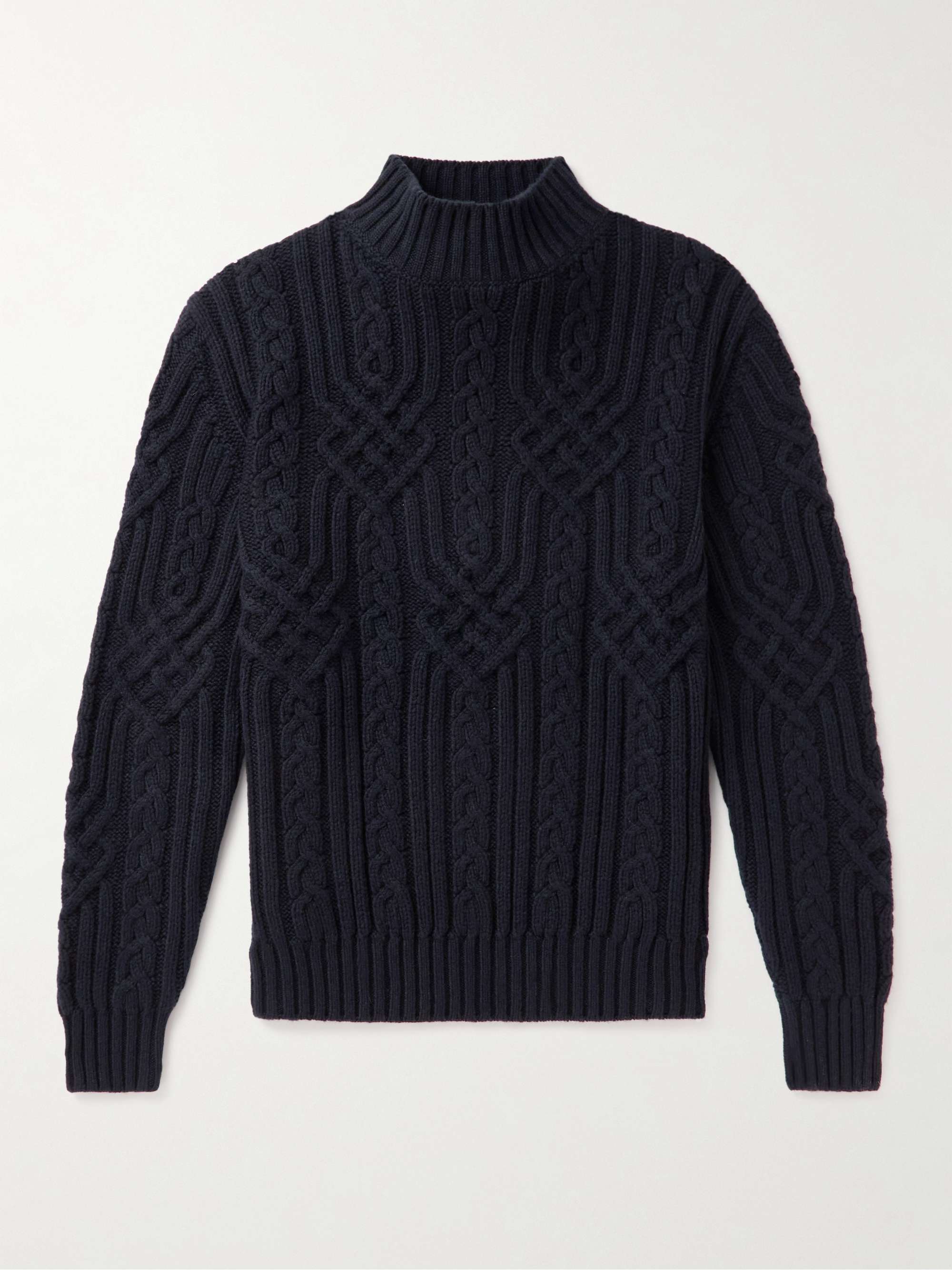 LORO PIANA Ribbed Cable-Knit Cashmere Rollneck Sweater for Men | MR PORTER