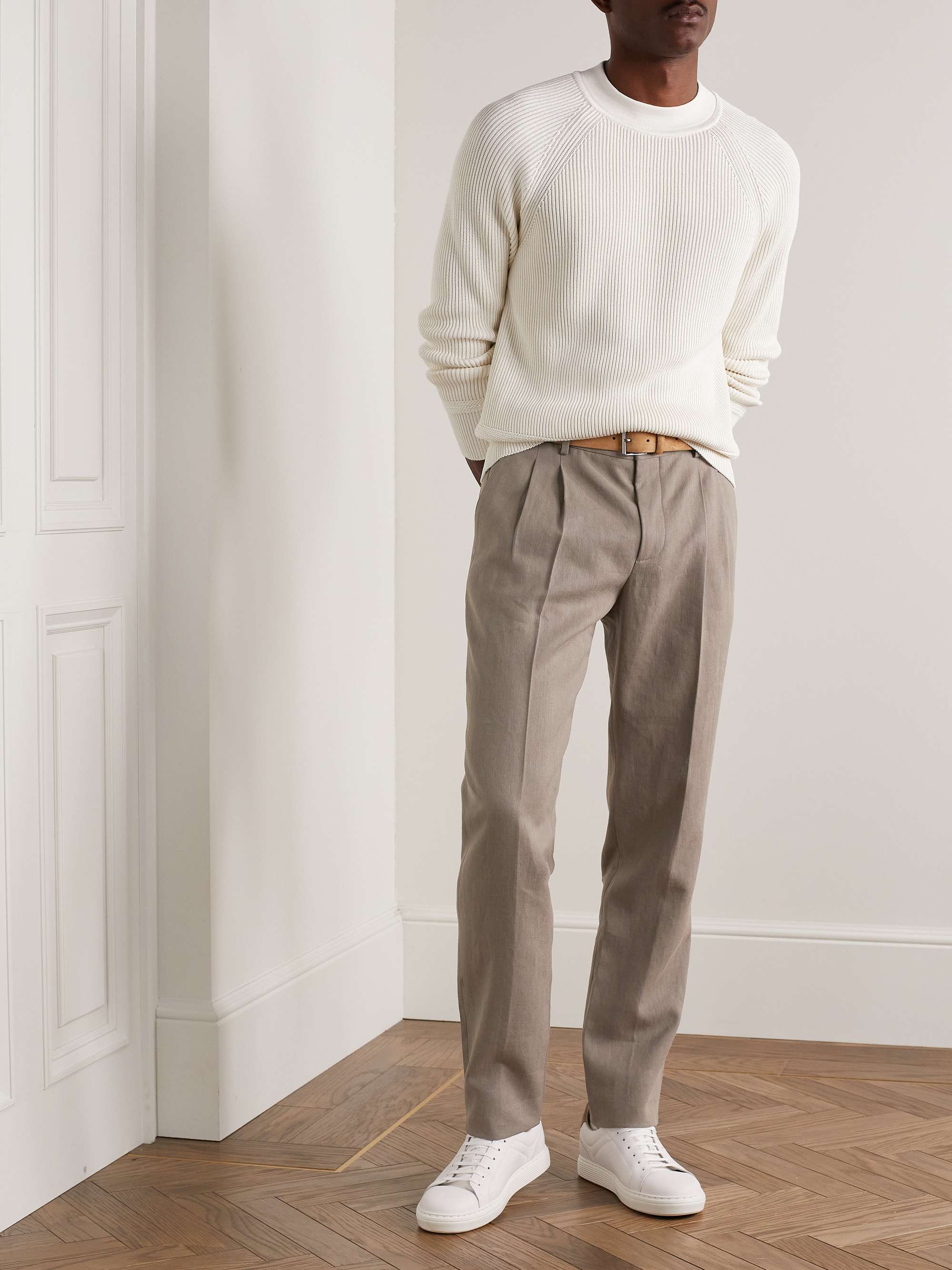 LORO PIANA City Slim-Fit Pleated Linen Trousers for Men | MR PORTER