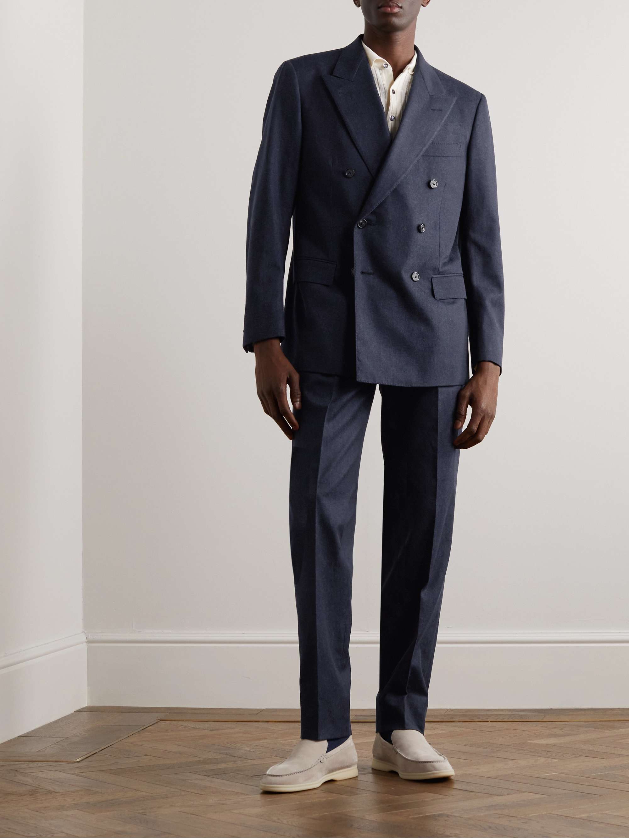 Navy Double-Breasted Wool, Cotton and Cashmere-Blend Twill Suit Jacket | LORO  PIANA | MR PORTER