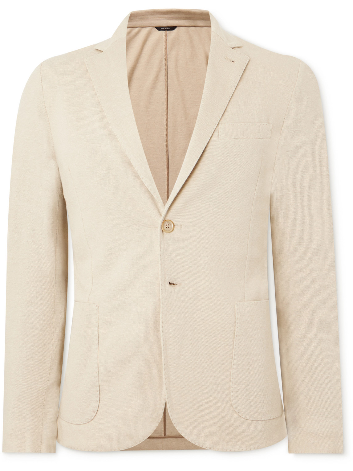 Loro Piana Slim-fit Unstructured Cotton, Silk And Linen-blend Piqué Blazer In Neutrals