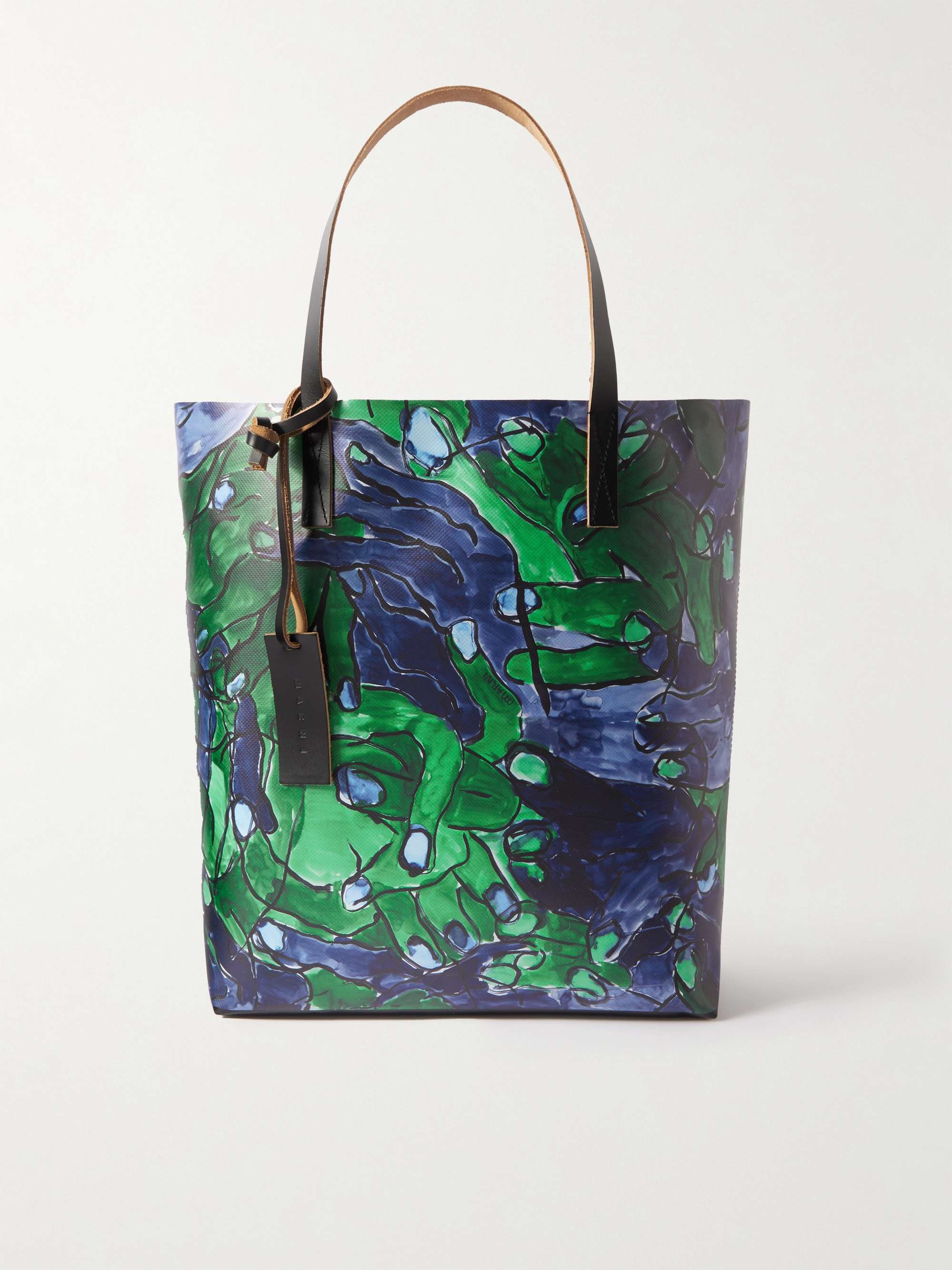 MARNI North/South Leather-Trimmed Printed Shell Tote Bag | MR PORTER