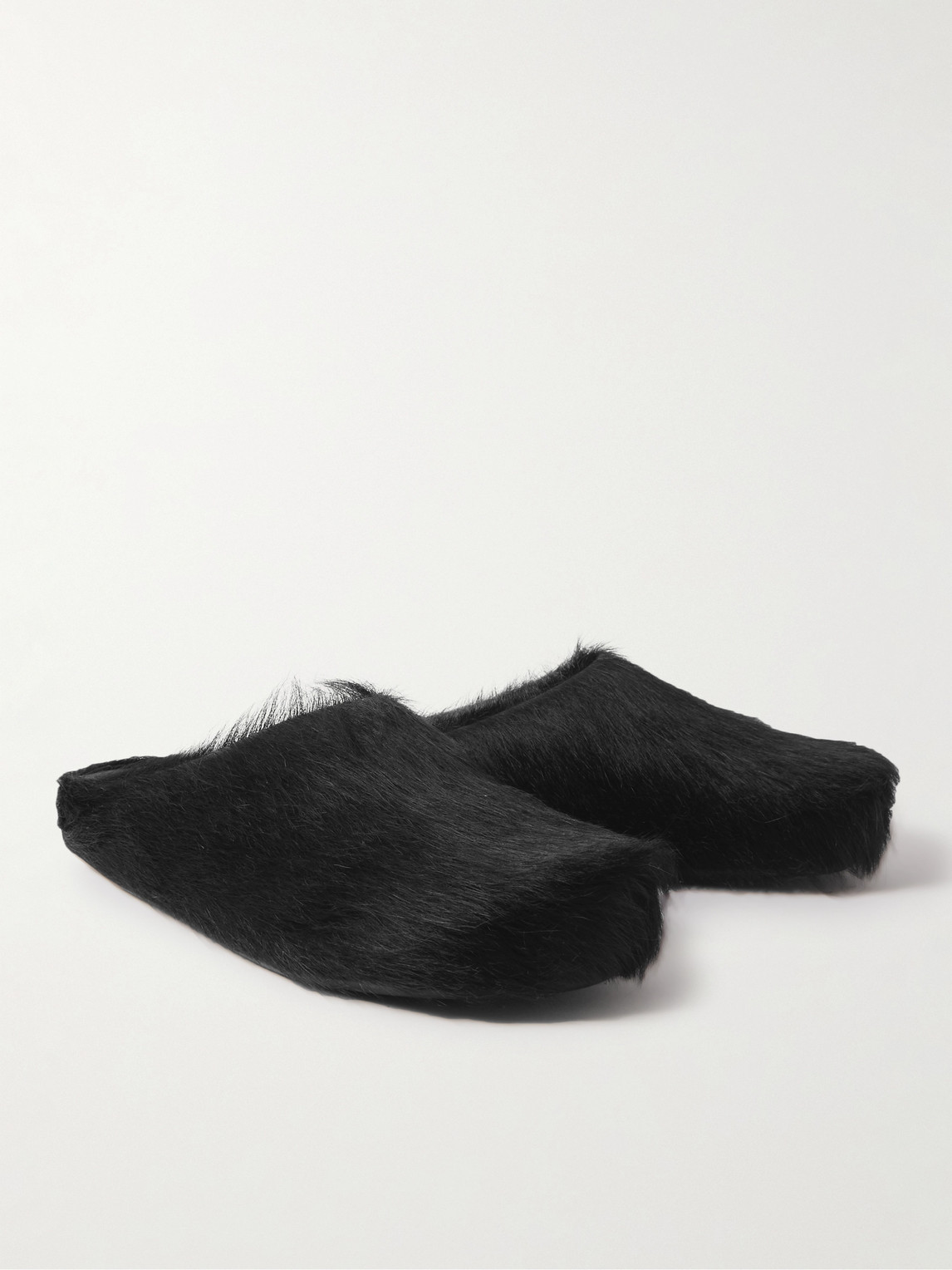 Shop Marni Fussbett Calf Hair Slippers In Black