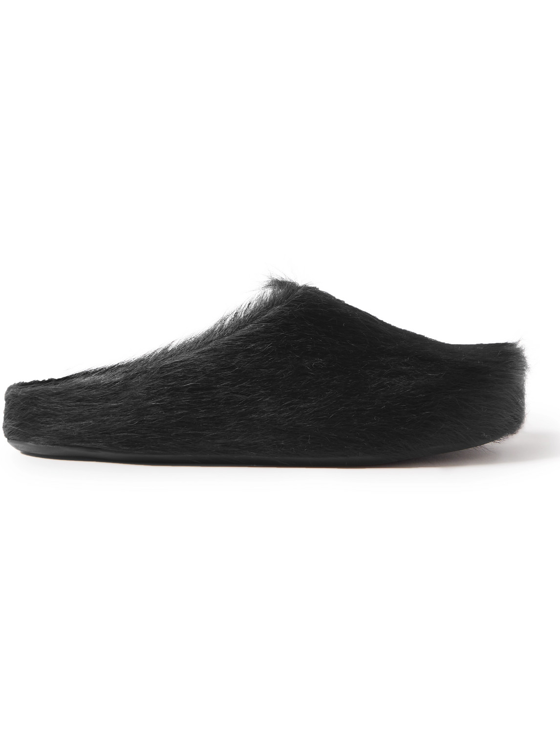 Shop Marni Fussbett Calf Hair Slippers In Black
