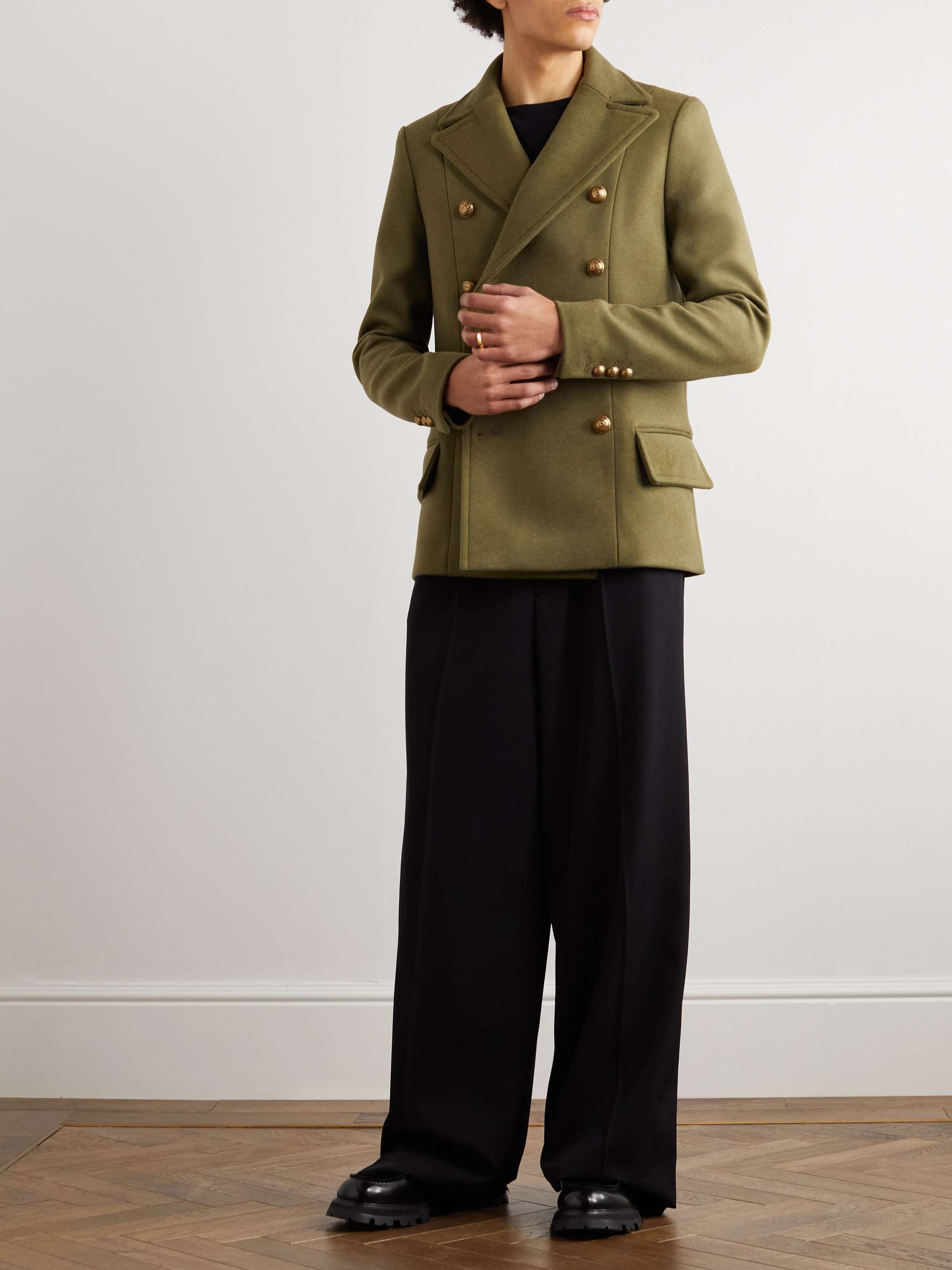 BALMAIN Double-Breasted Wool Coat for Men | MR PORTER