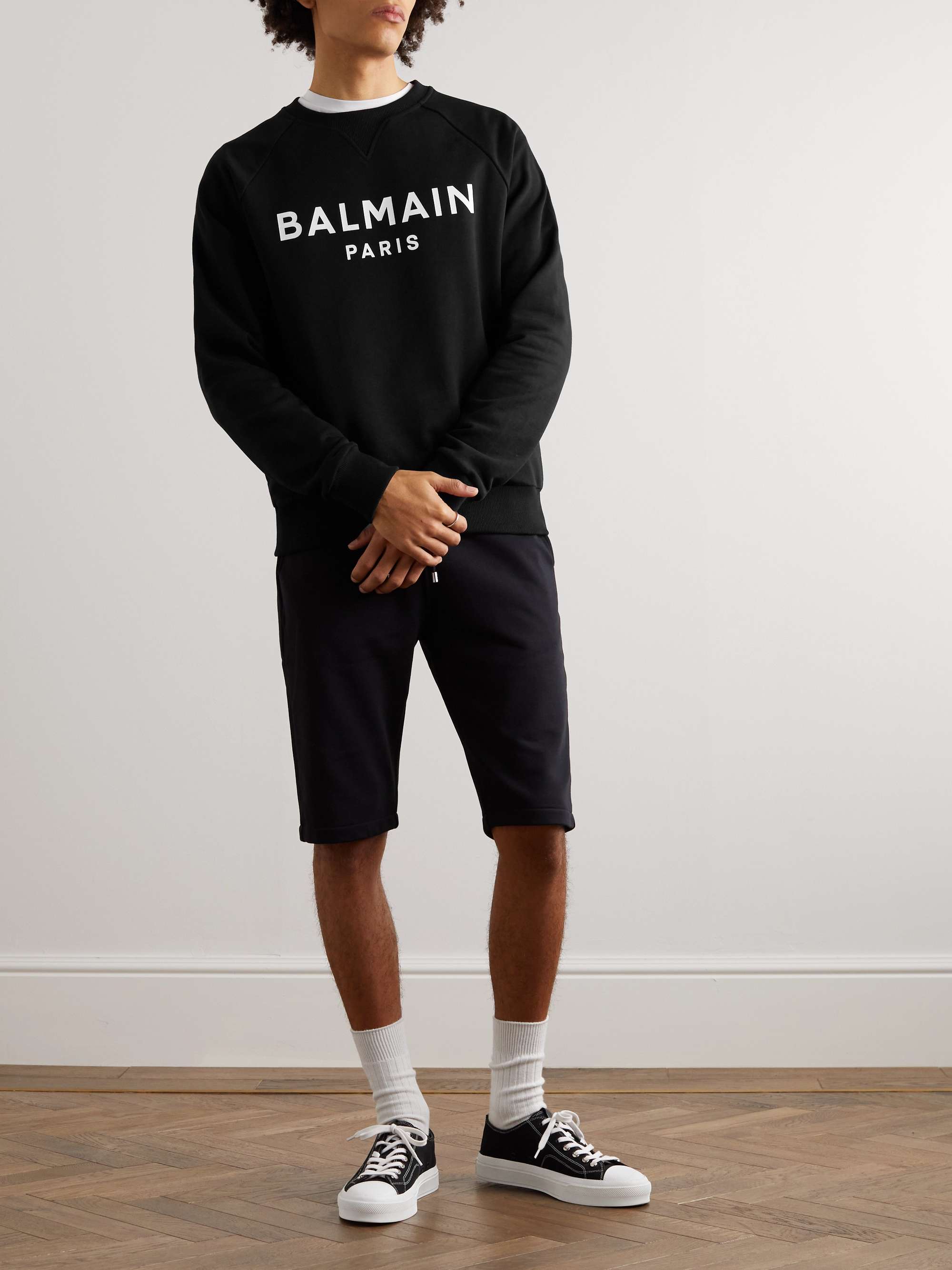 BALMAIN Logo-Print Cotton-Jersey Sweatshirt for Men | MR PORTER