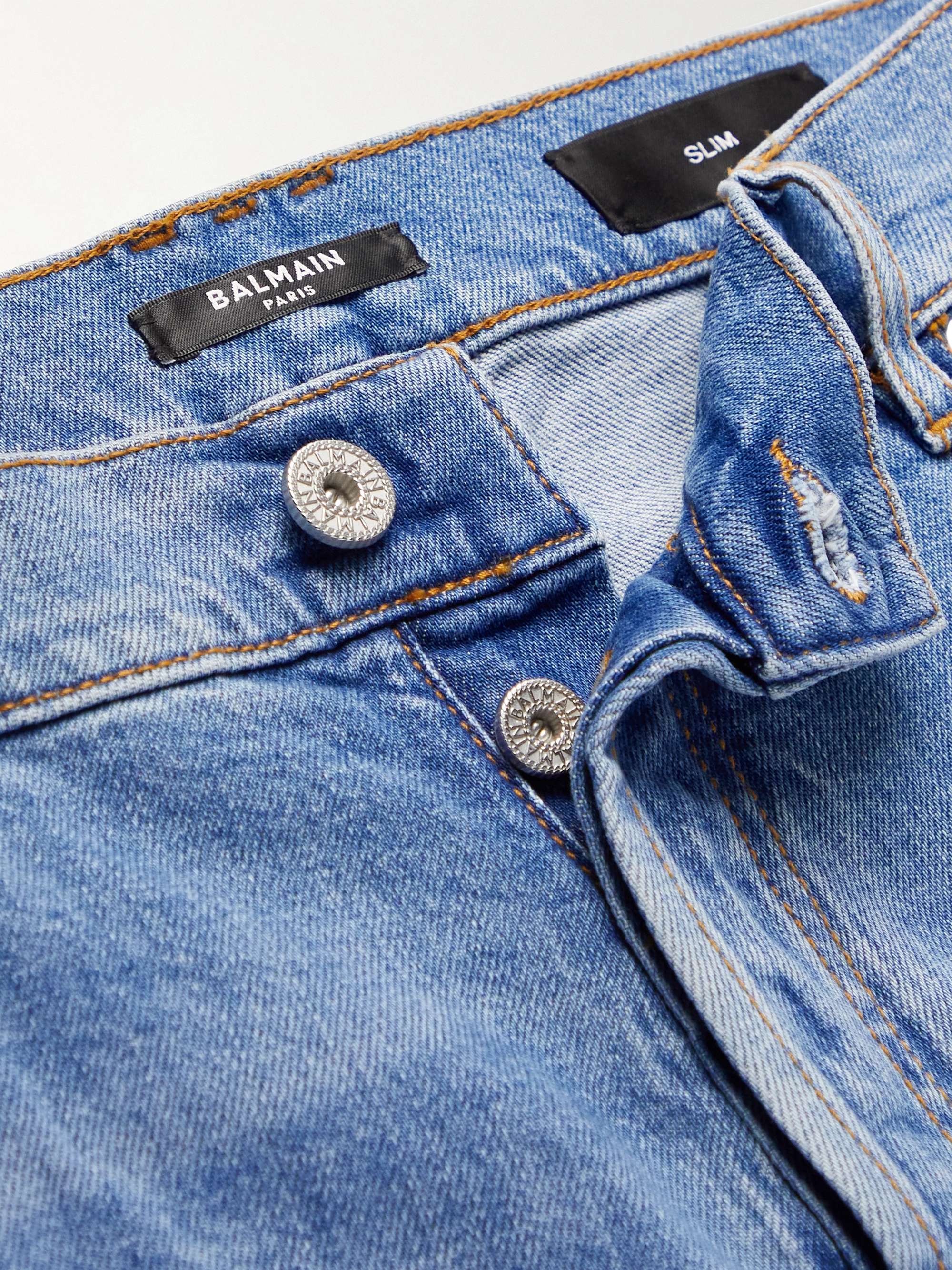 BALMAIN Skinny-Fit Distressed Jeans for Men | MR PORTER